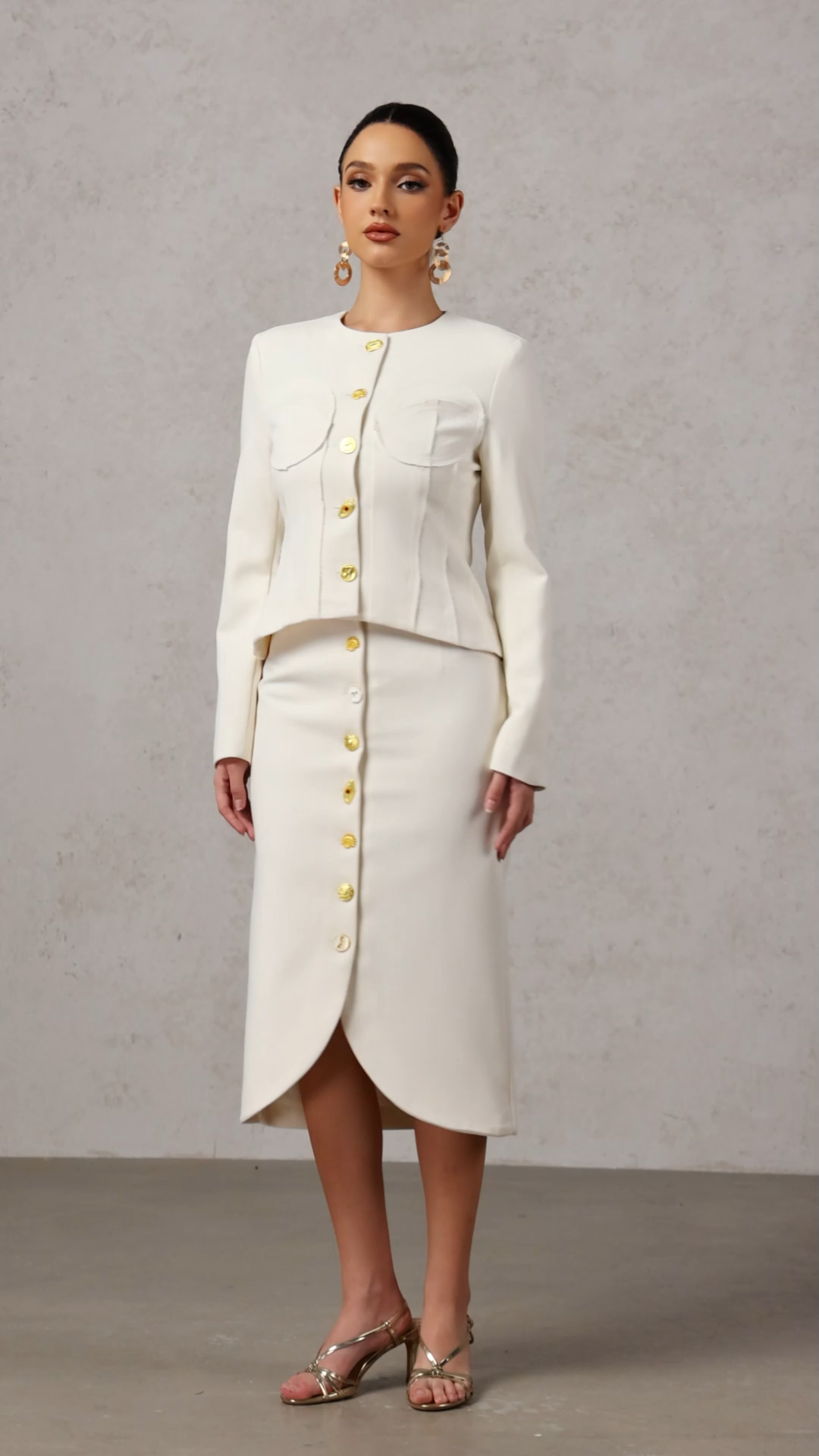 Gwen Round Neck Long Sleeves Top And Skirt Two-Piece Set