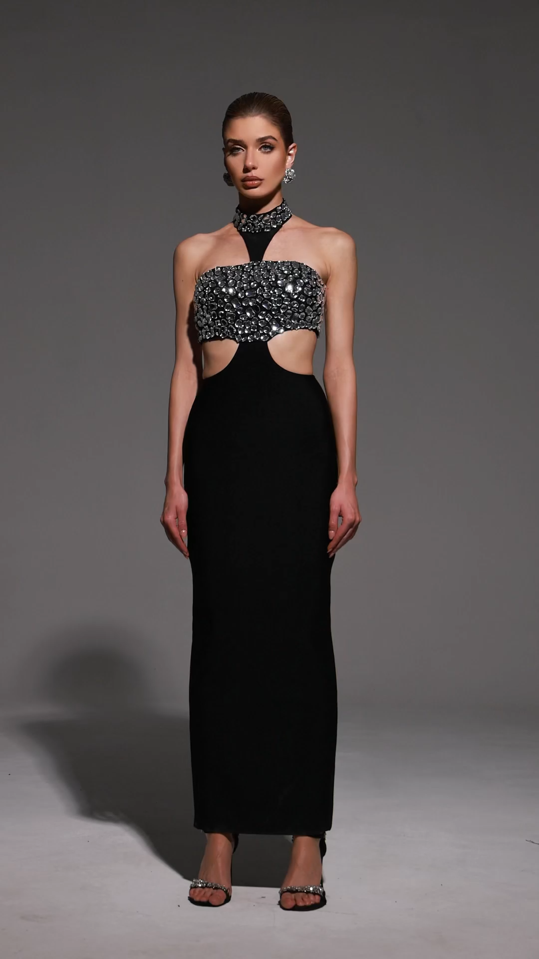 Islay Halter Diamond Hollow Out Bandage Maxi Dress