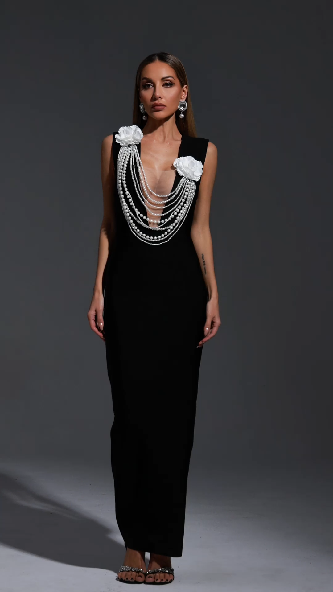 Havani Sleeveless Flowers Tassel Bandage Maxi Dress