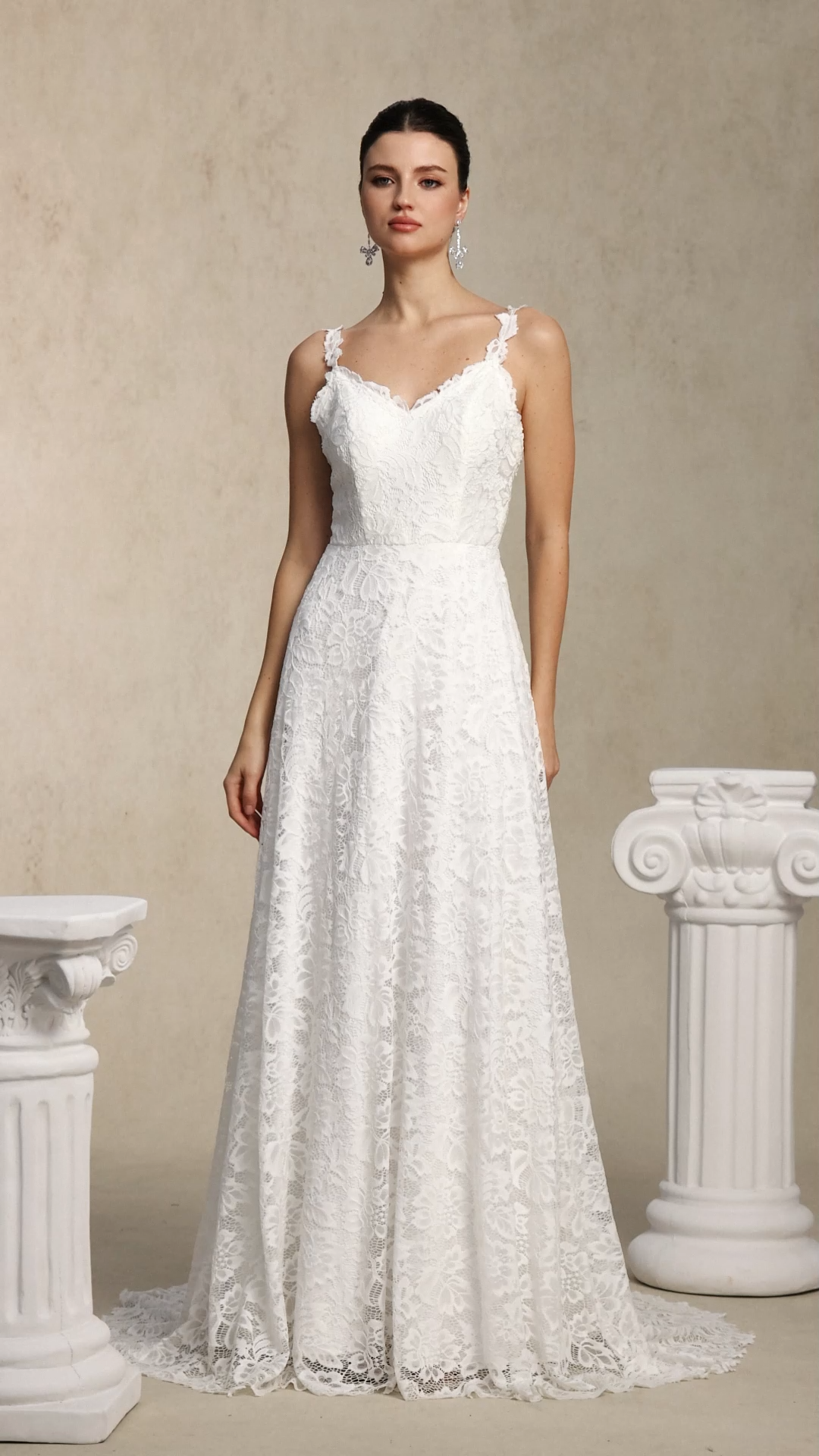 Tatum Romantic V Neck White Lace Maxi Dress