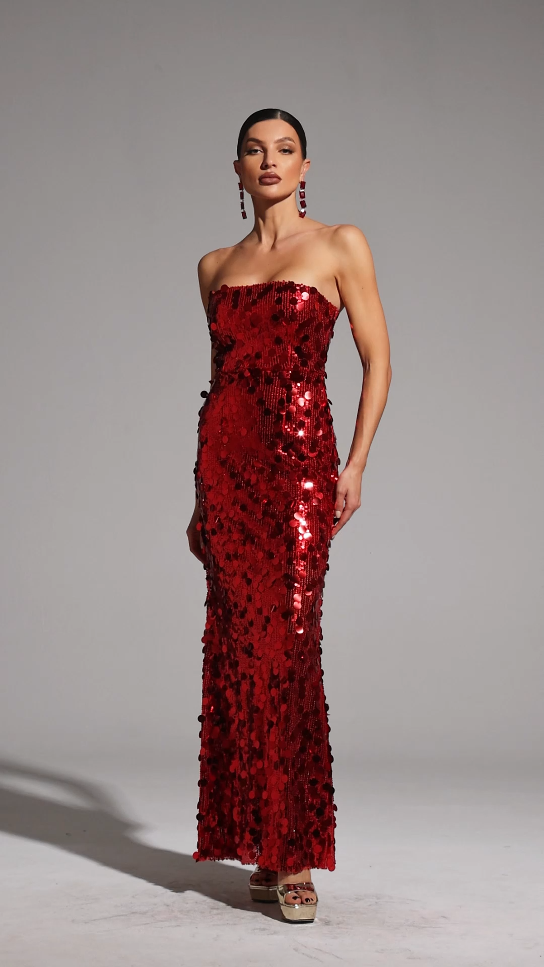 Modan Sleeveless Sequin Maxi Dress