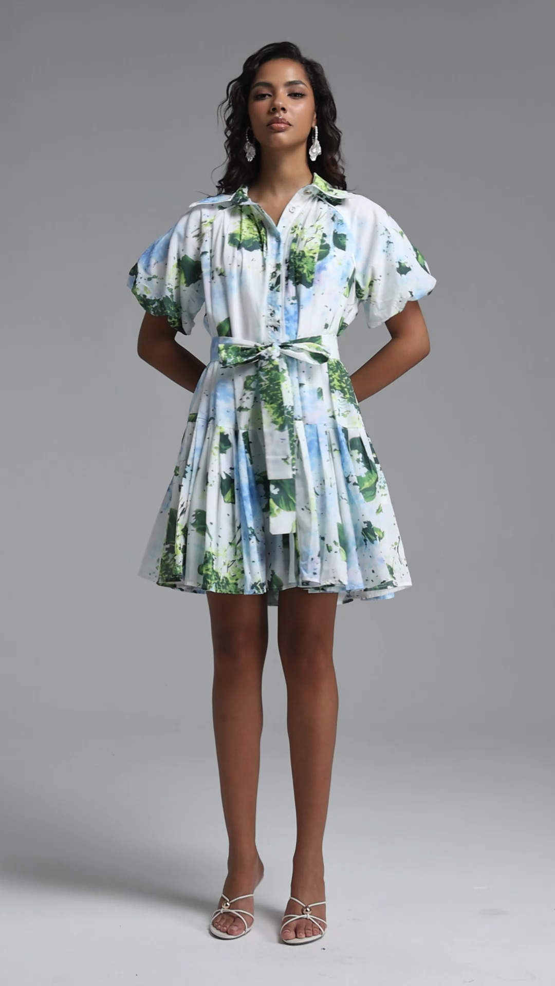 Haley Resort Flowy Short Sleeve Print Woven Mini Dress