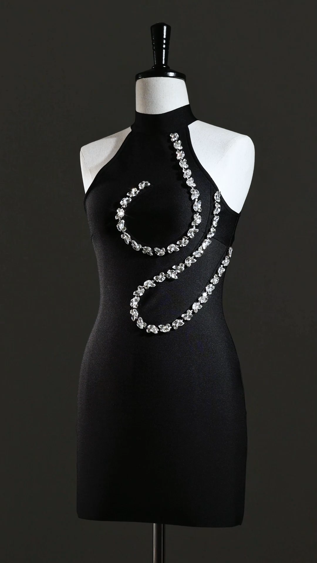 Georgiana Halter Sleeveless Diamond Bandage Mini Dress