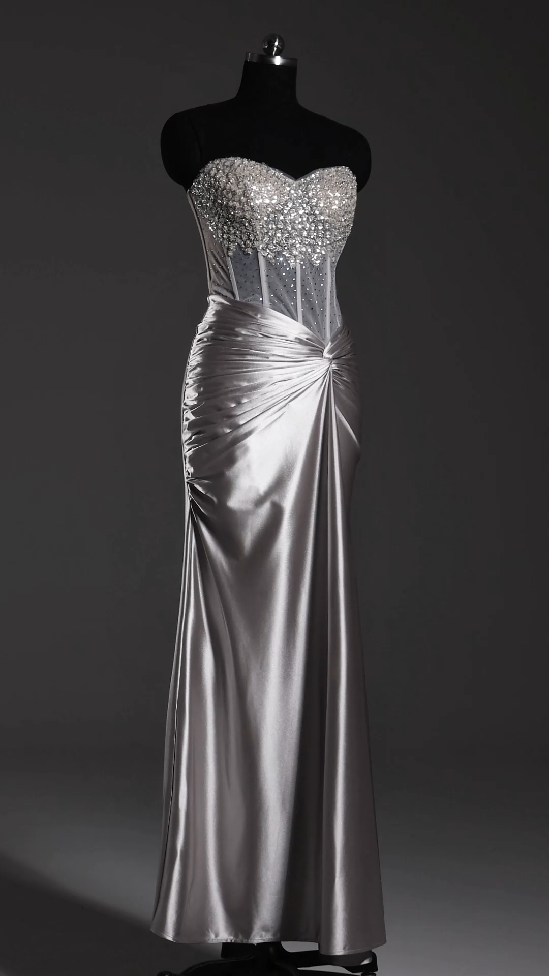 Denny Strapless Sequin High Slit Maxi Dress