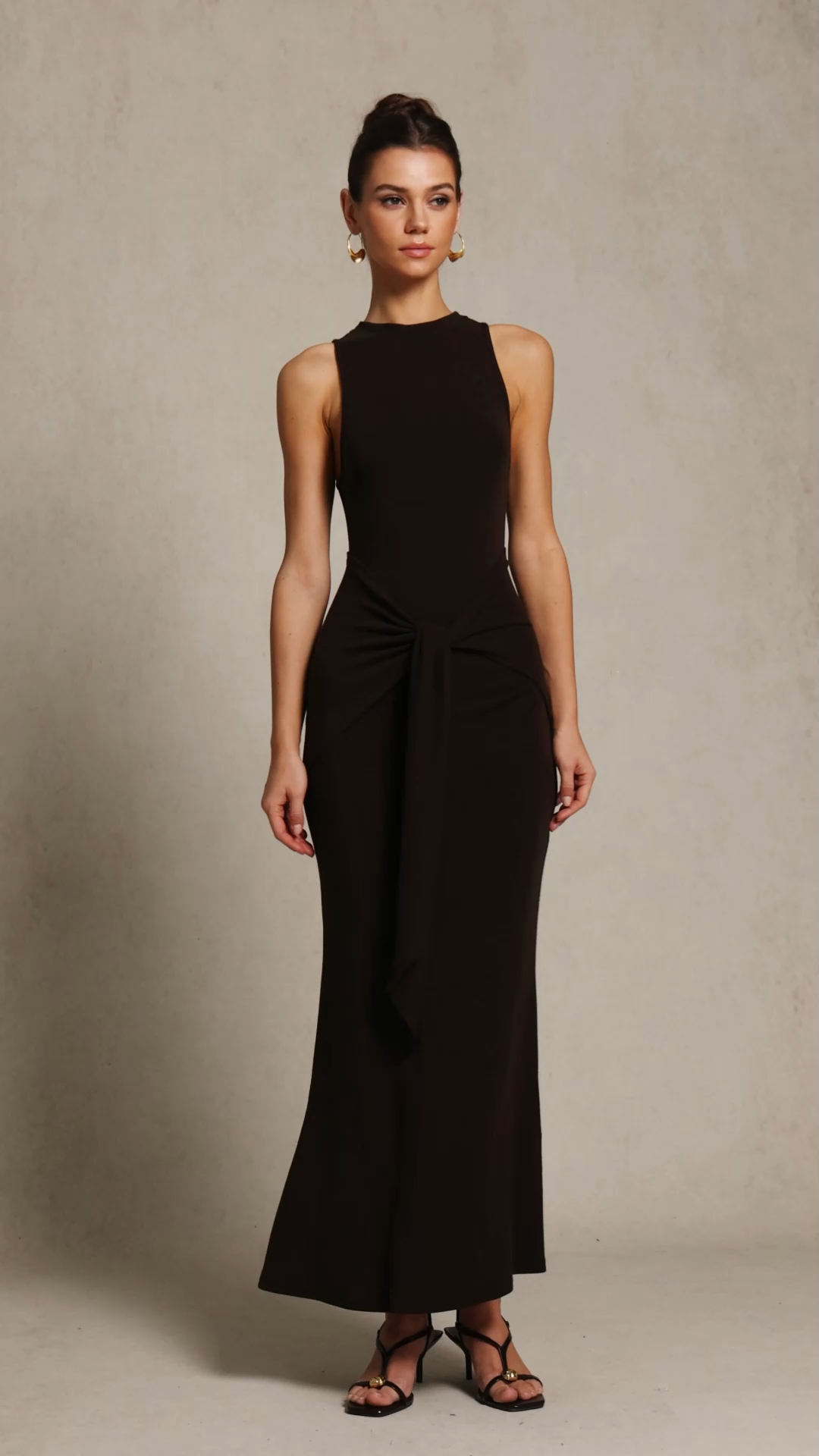 Eleni Sleeveless Folds Maxi Dress