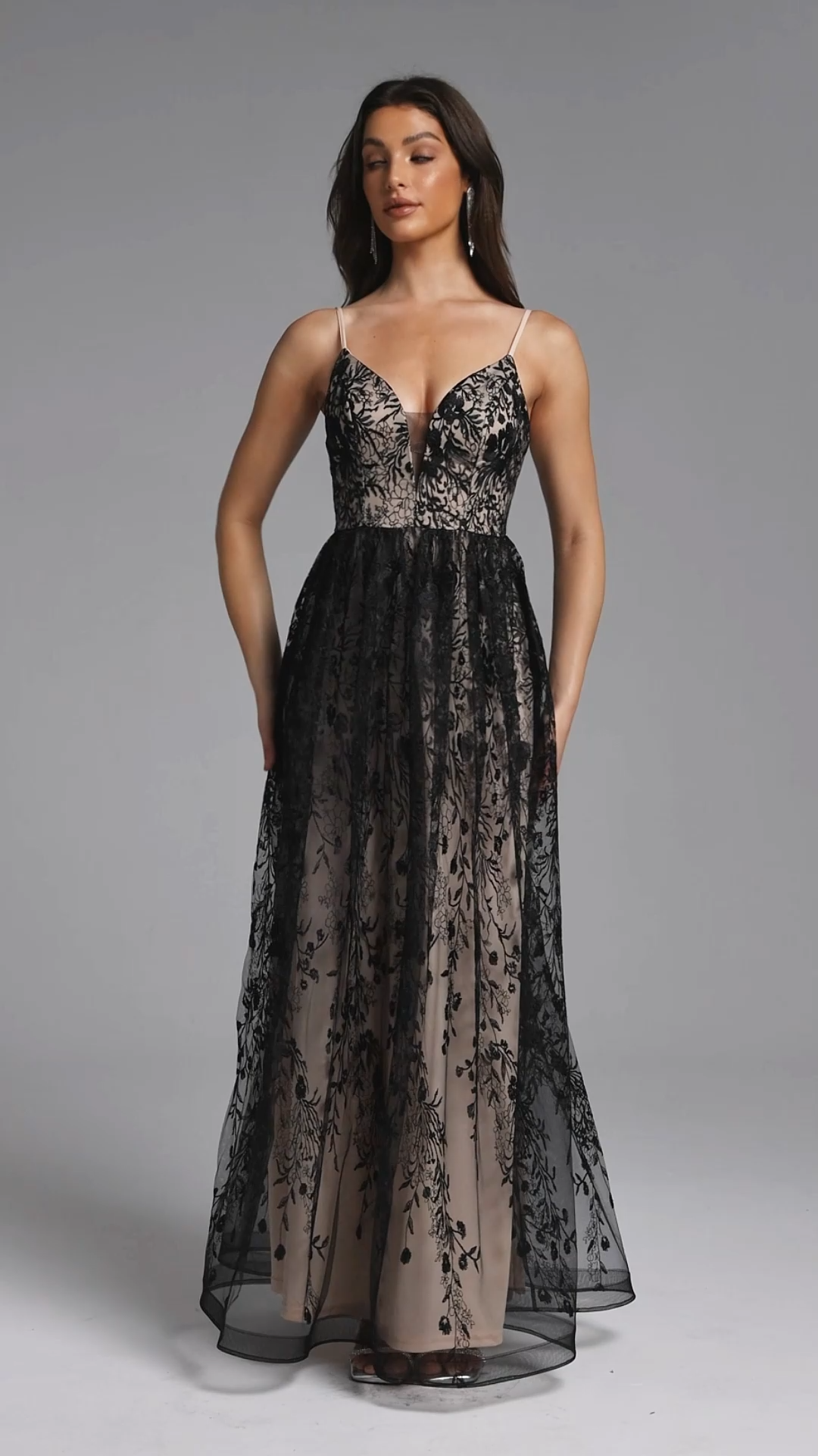 Kiyami Romantic Flowy Deep V Floral Lace Maxi Dress