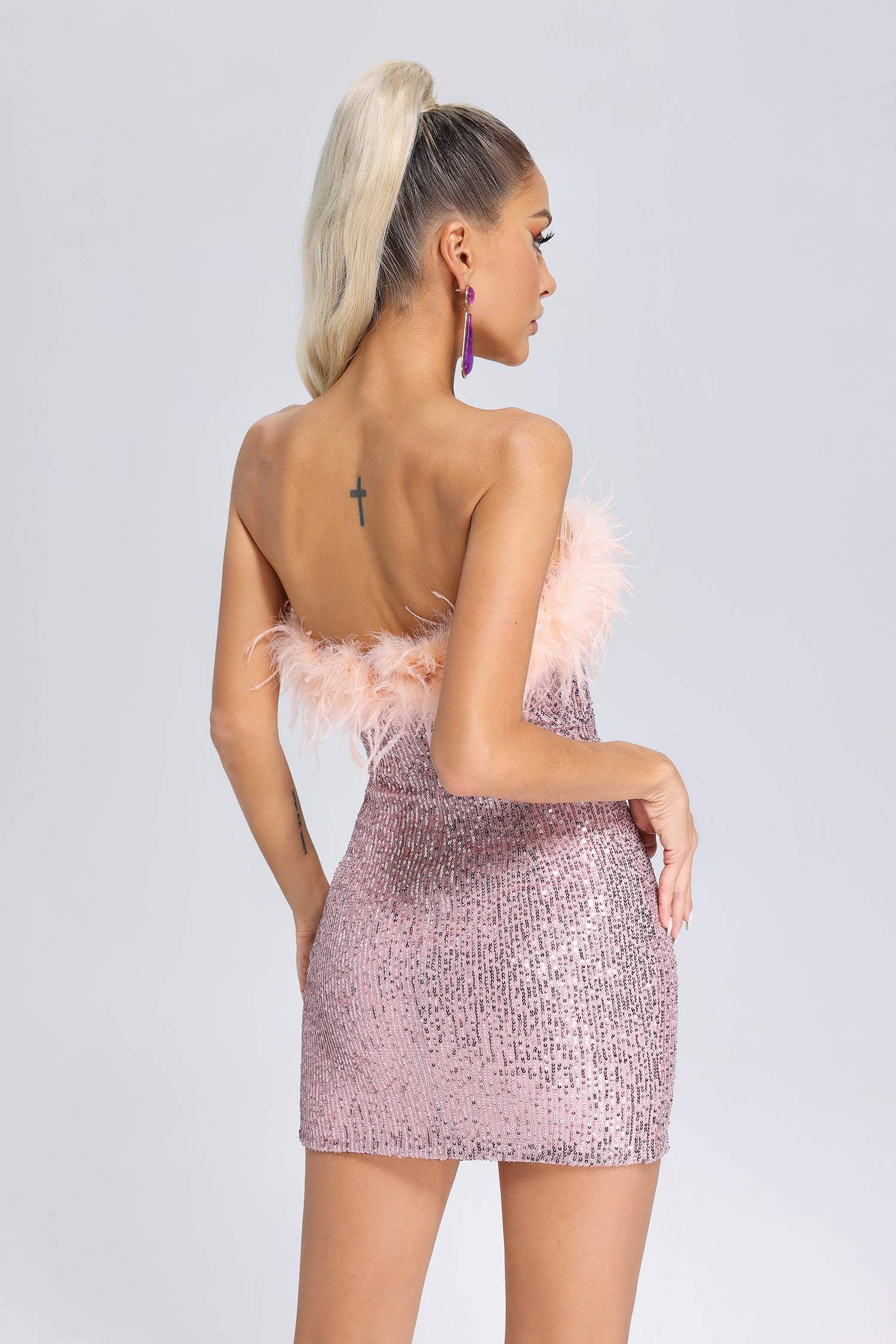 Tess Feather Sequin Tube Dress