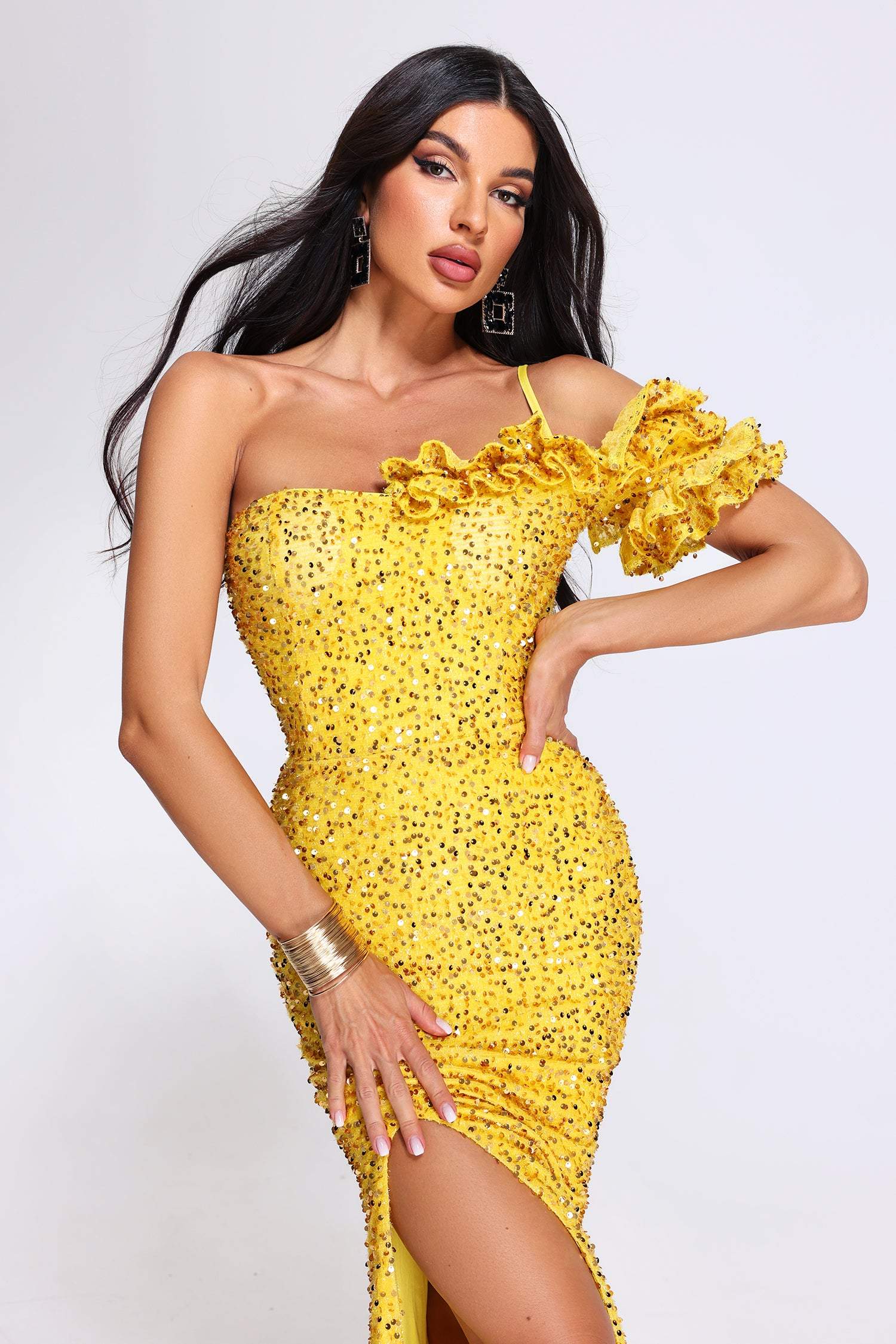 Mustard yellow bandage clearance dress