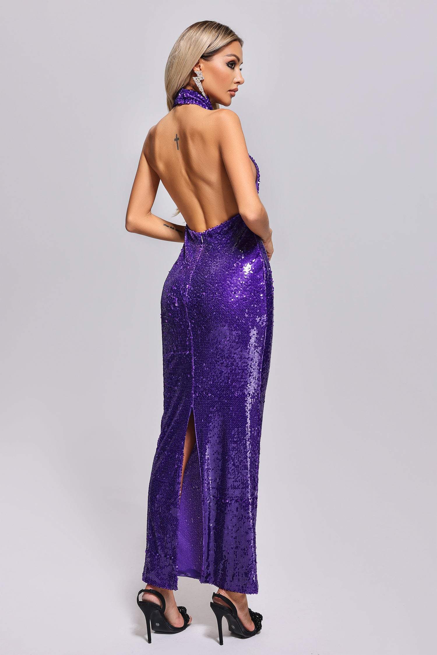 Neliyah Backless Sequin Maxi Dress