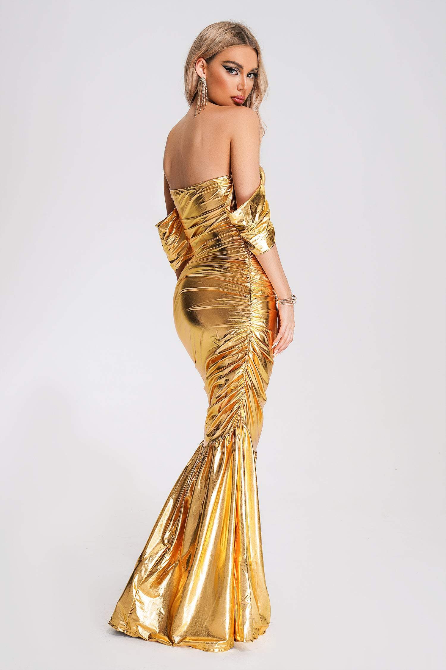 Narali Ruched Maxi Dress - Golden