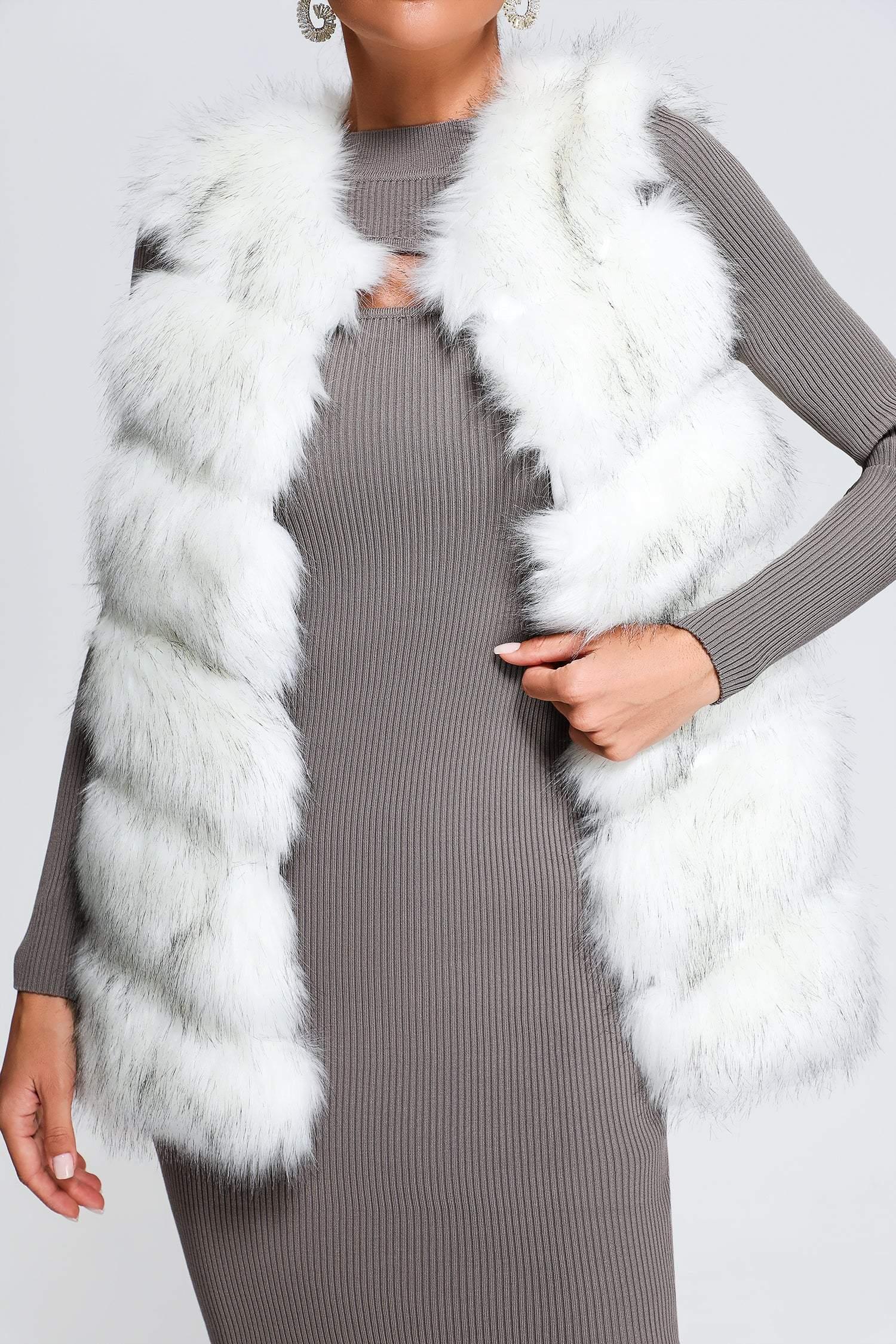 Soloma Artificial Fur Vest - White - Bellabarnett