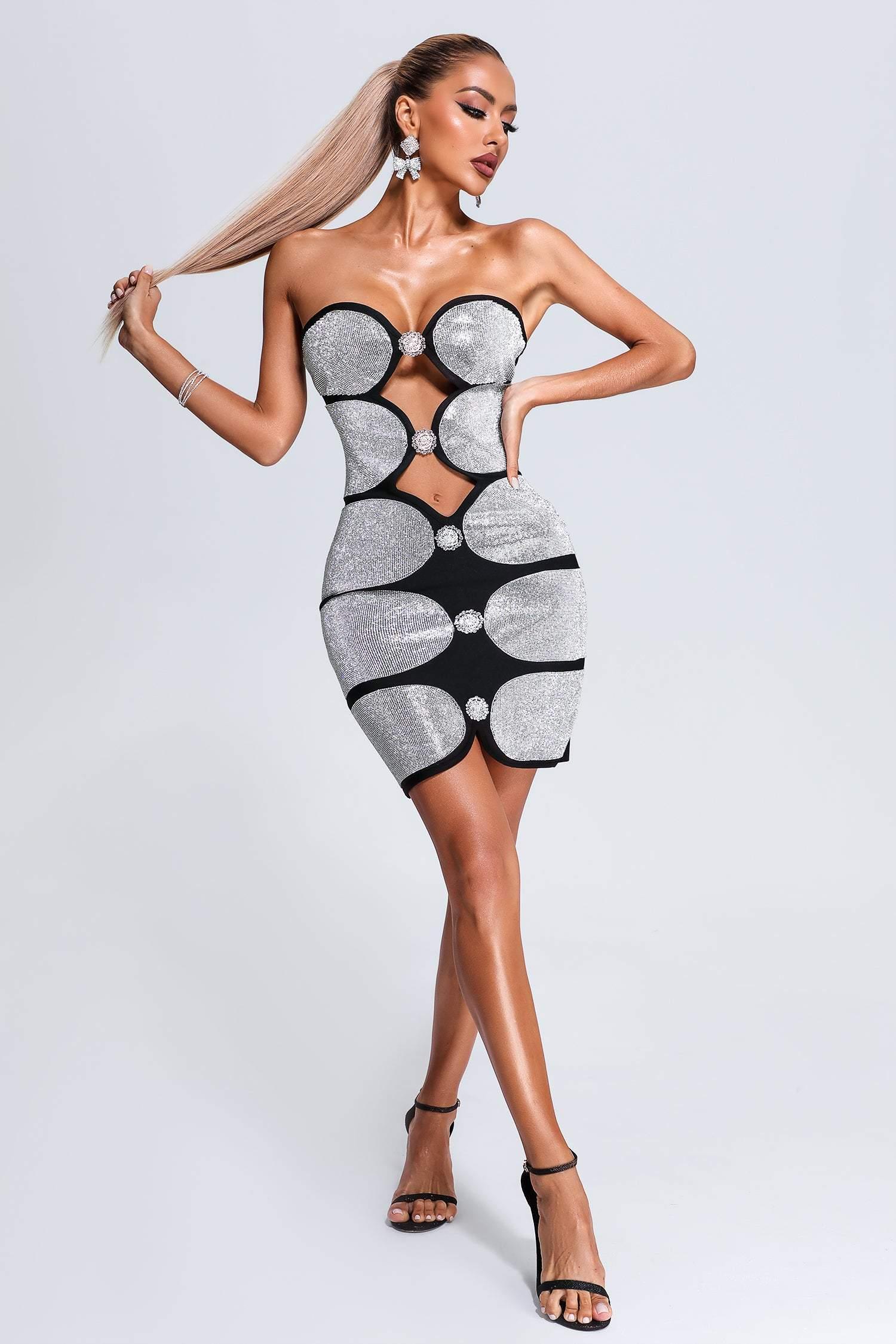 Kusia Diamonate Mini Bandage Dress - Bellabarnett