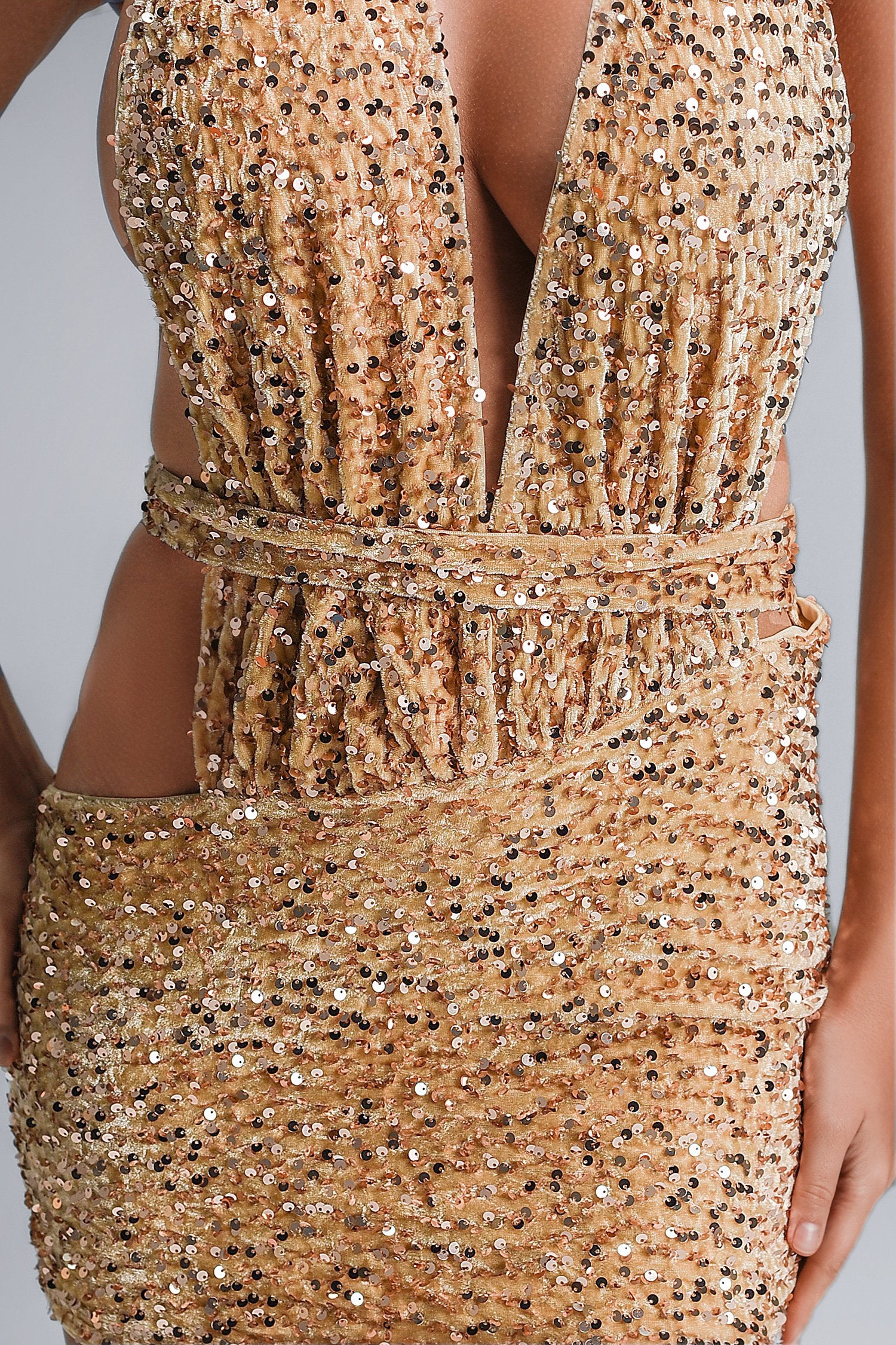 Alba Backless Sequin Mini Dress