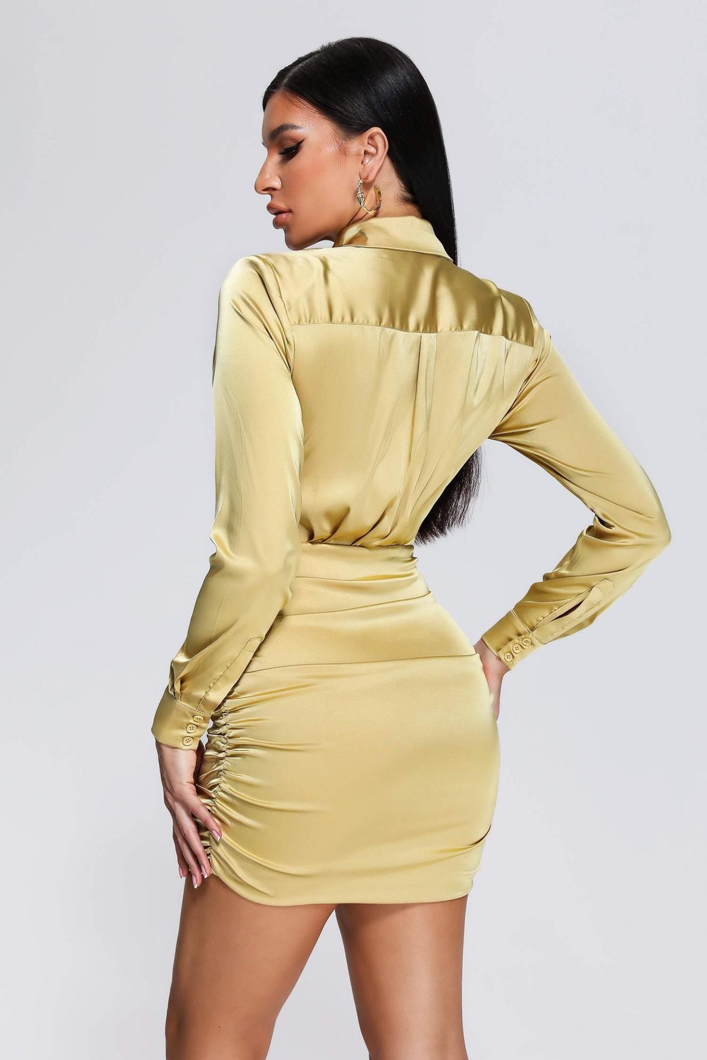 Tryphosa Satin Shirt Dress - Bellabarnett