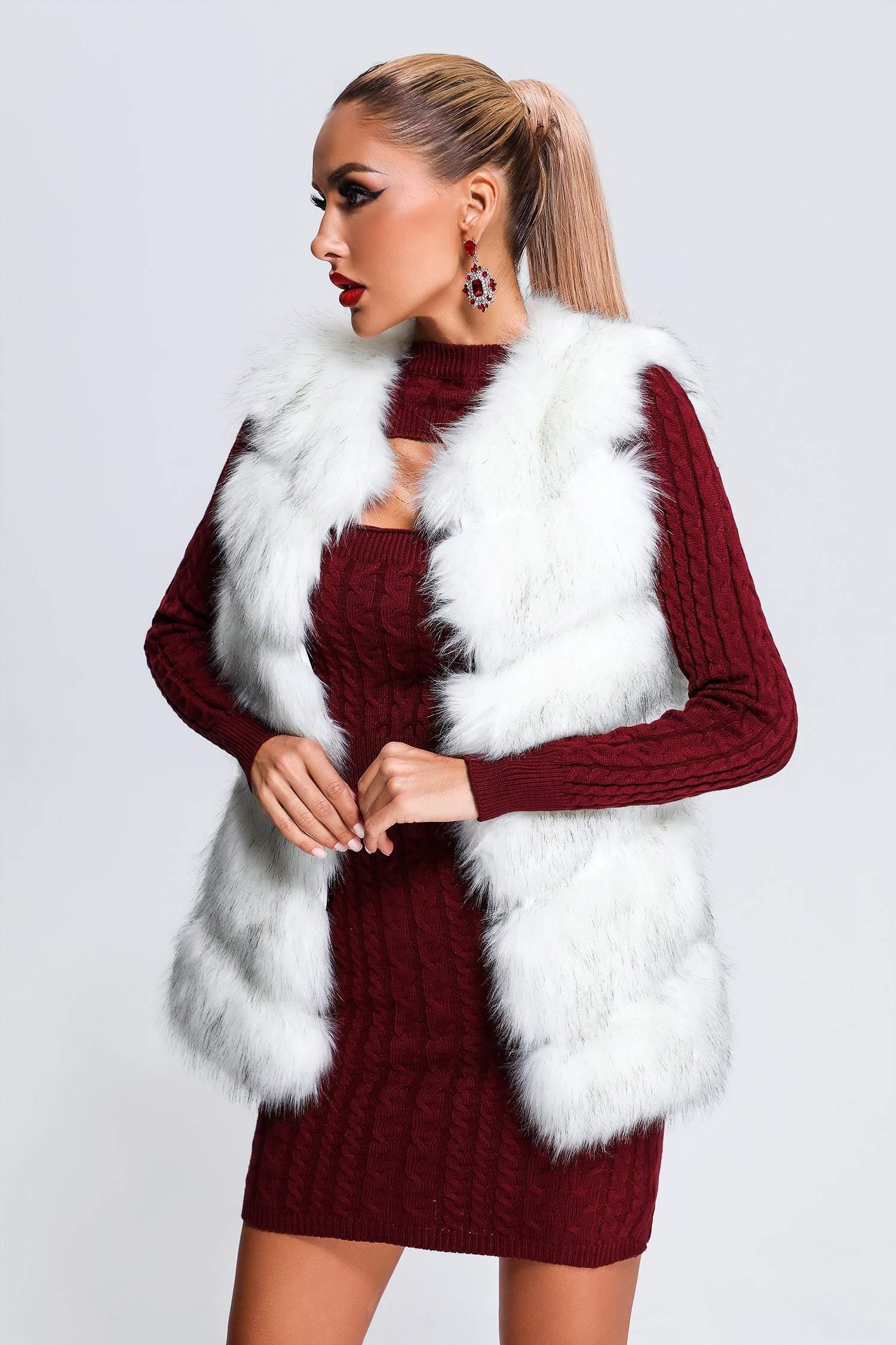 Soloma Artificial Fur Vest - White - Bellabarnett