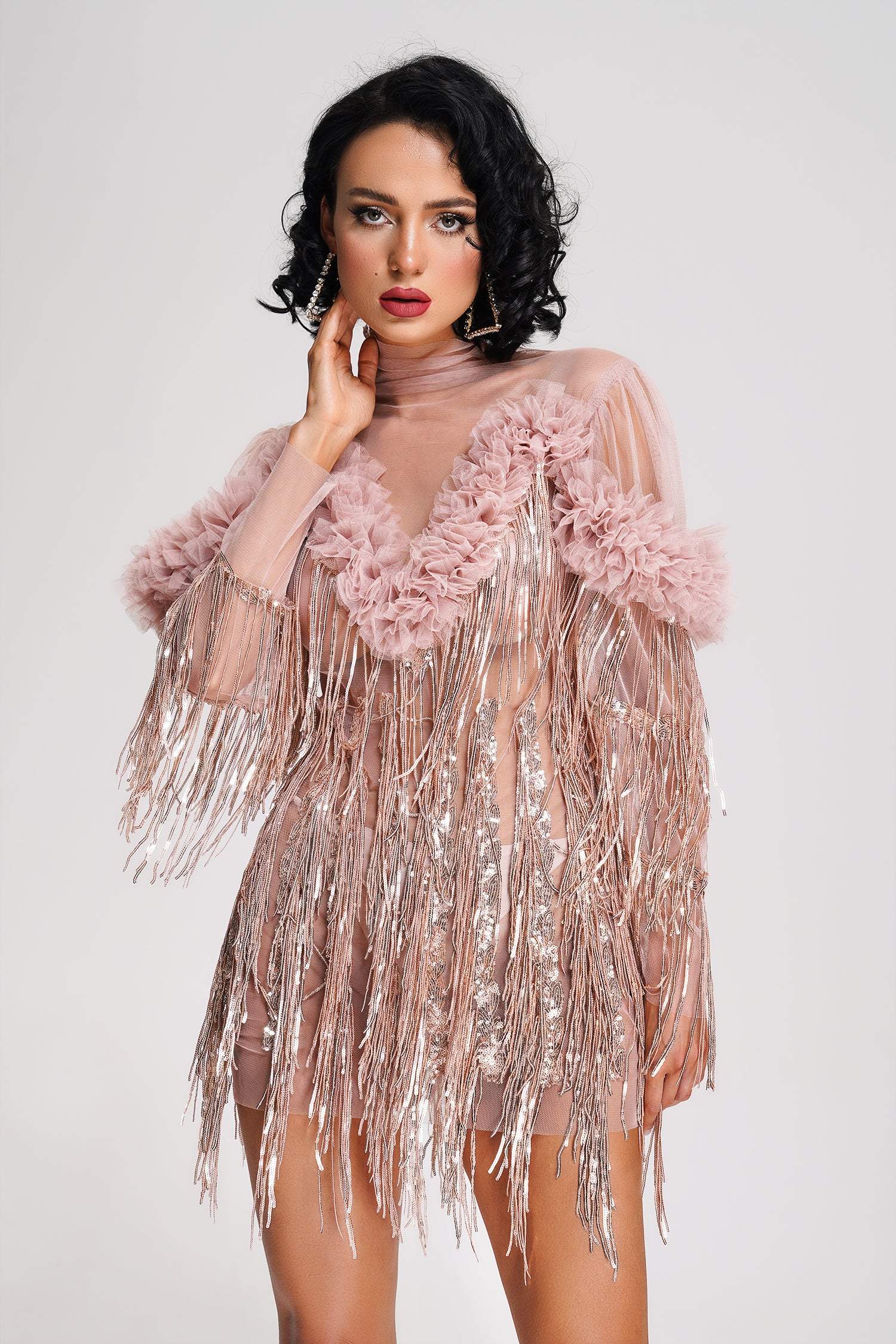 トップス R Suku Pleated Metallic Slit Dress – Bellabarnett