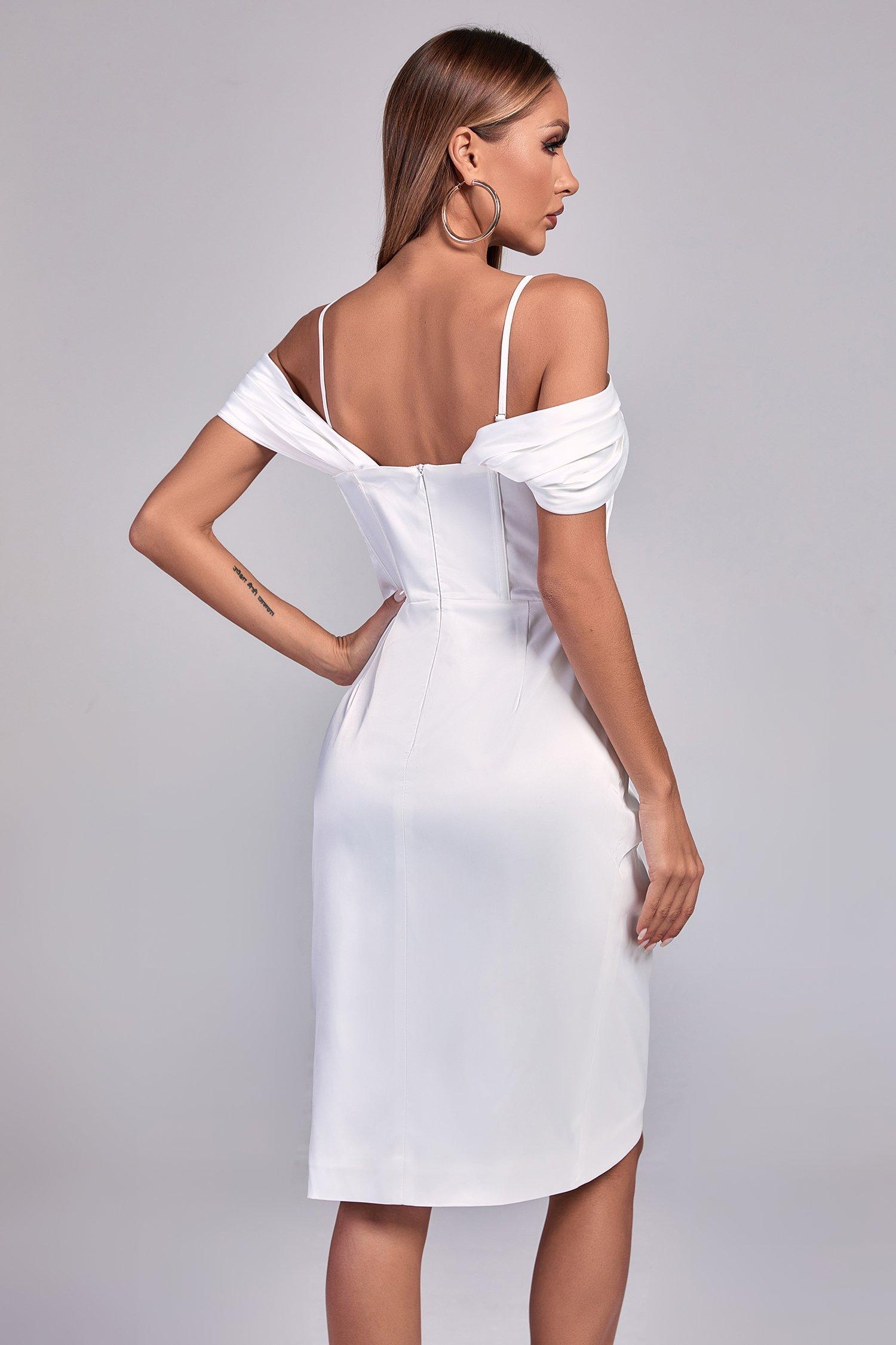 Yasmin Satin Corset Mini Dress - White - Bellabarnett