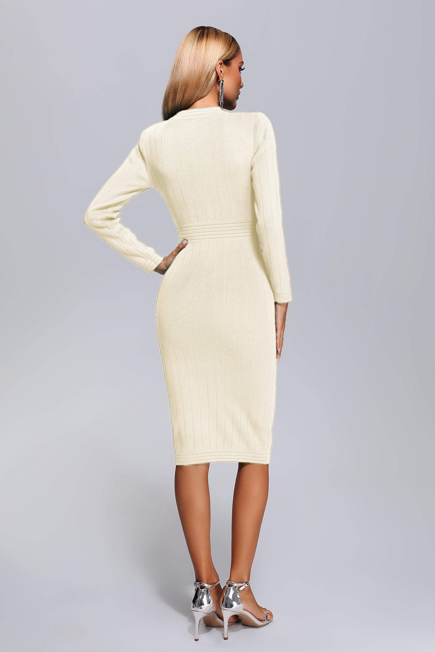 Venia Midi Knit Dress - White