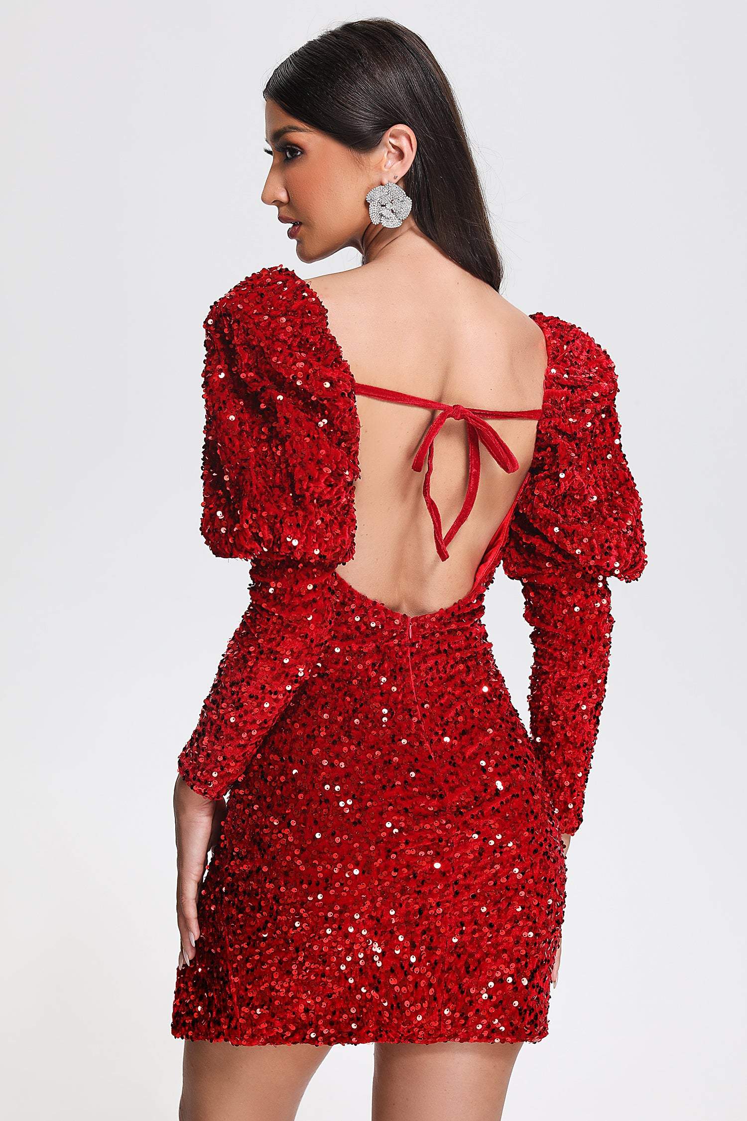 Katty Sequin Puff Sleeve Mini Dress