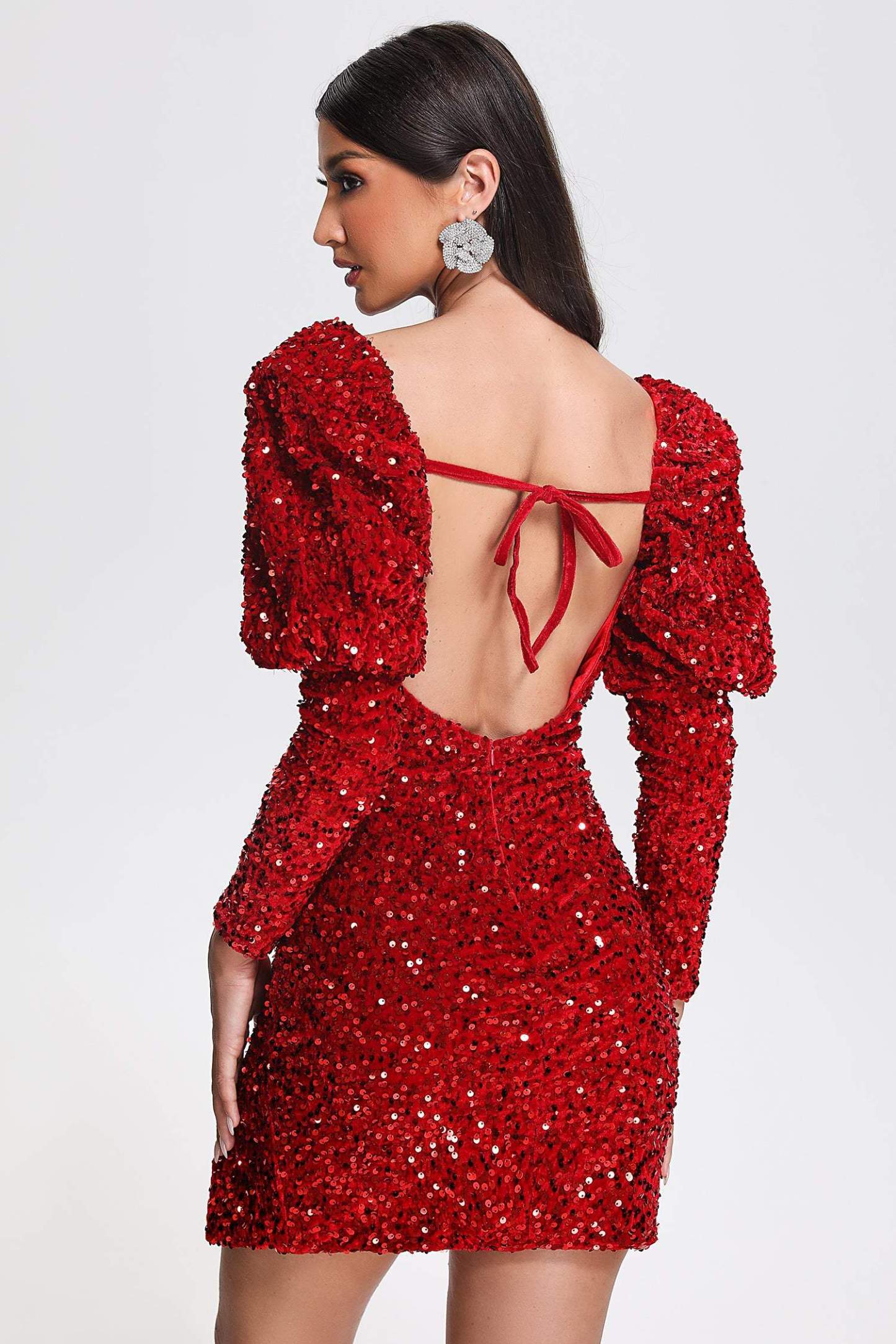 Katty Sequin Puff Sleeve Mini Dress
