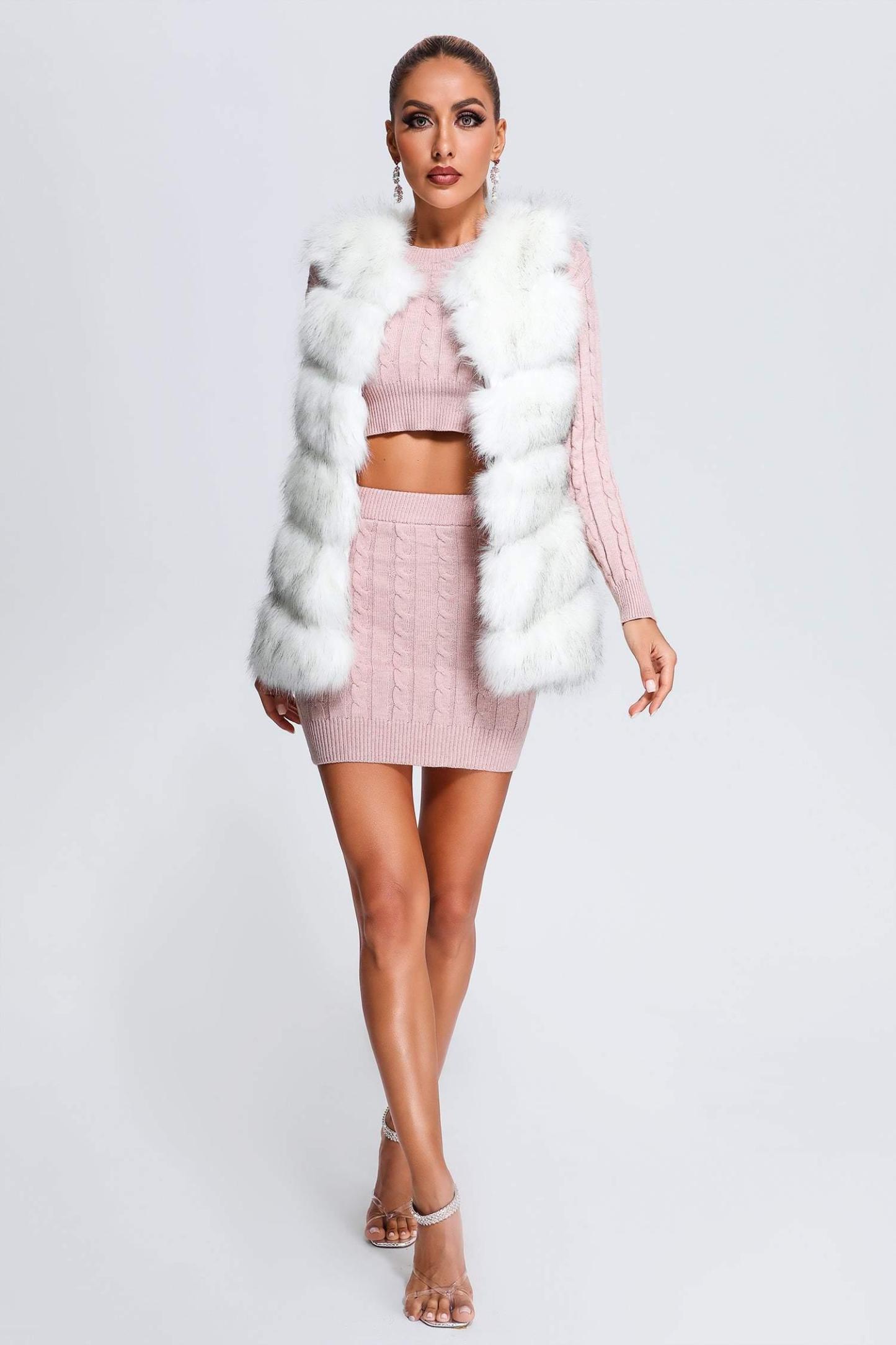 Soloma Artificial Fur Vest - White - Bellabarnett