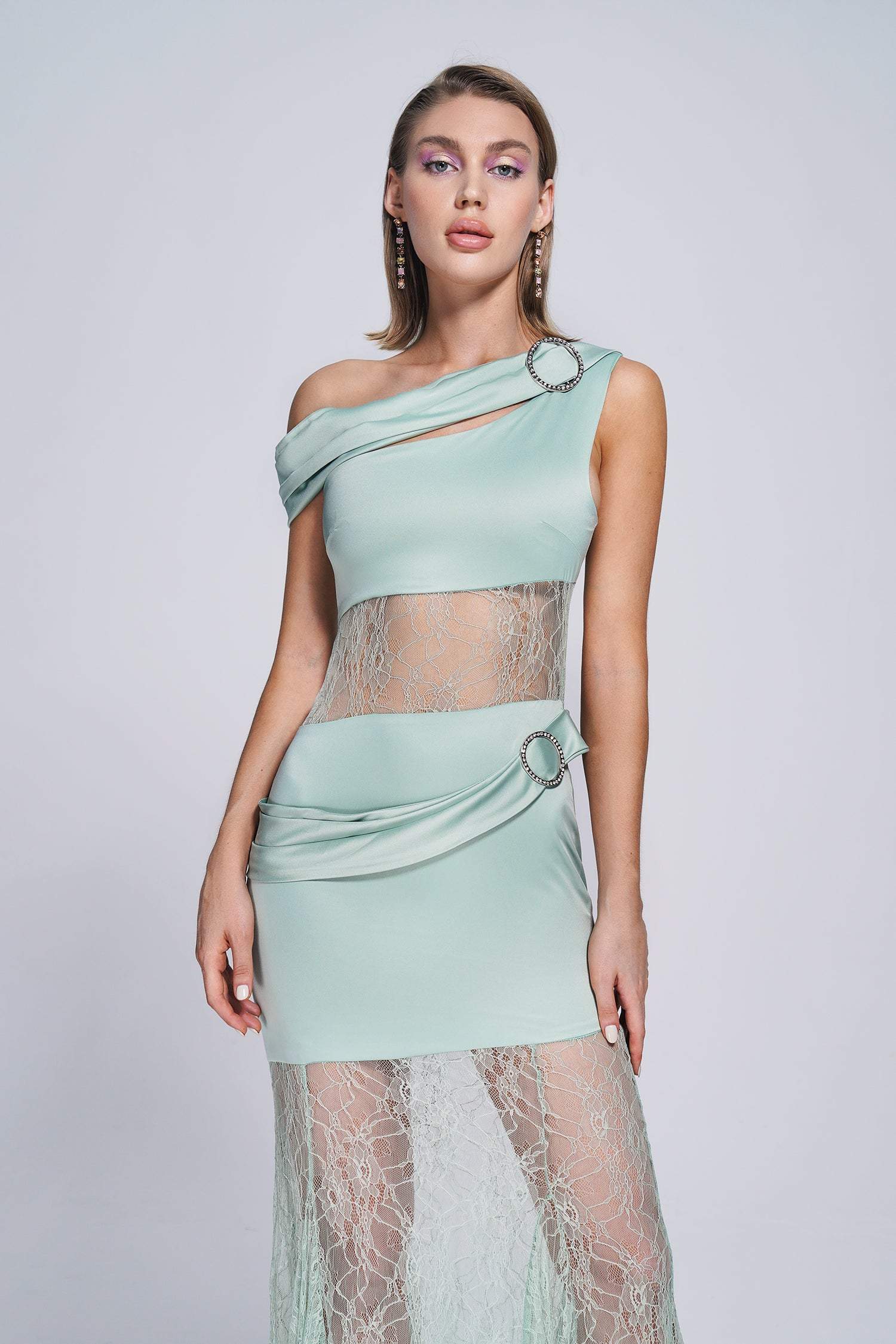 Perrine Corset Frill Skirt Maxi Dress in Blue