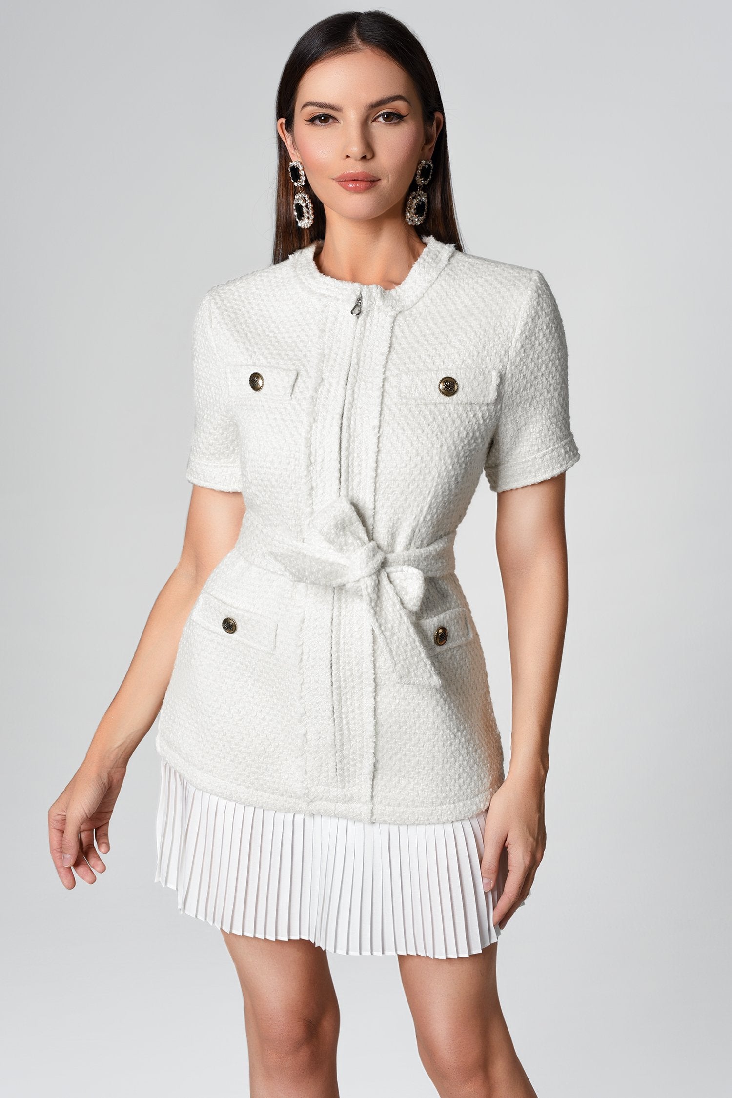 Fannie Tweed Coat Mini Dress - Bellabarnett