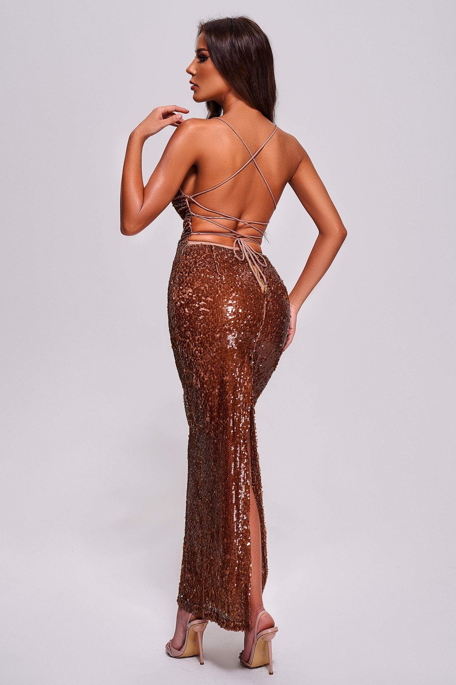 Esther Sequin Backless Maxi Dress