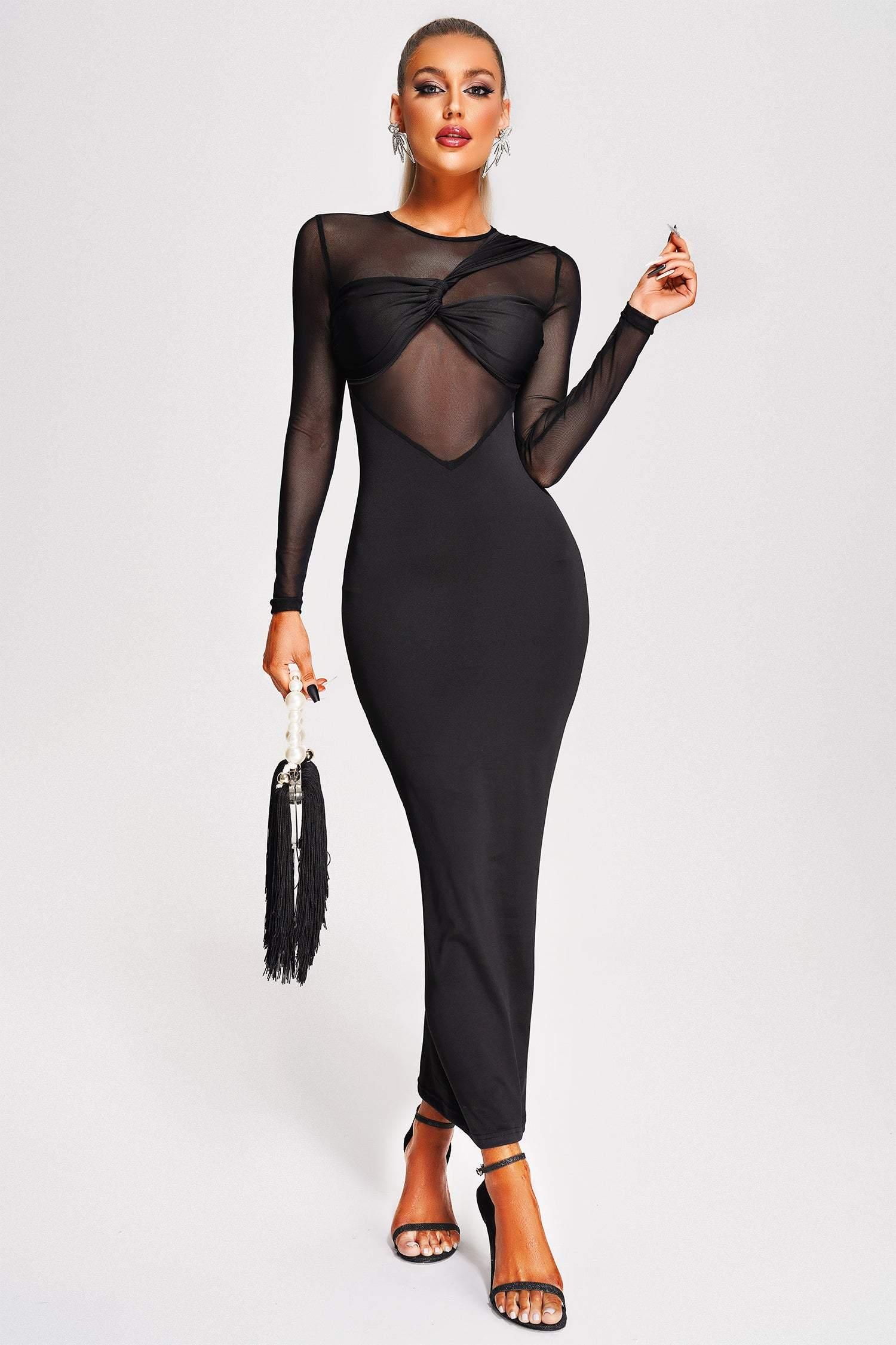 Black Mesh Patchwork Strapless Corset Maxi Dress – Belle Bargains Store 2022