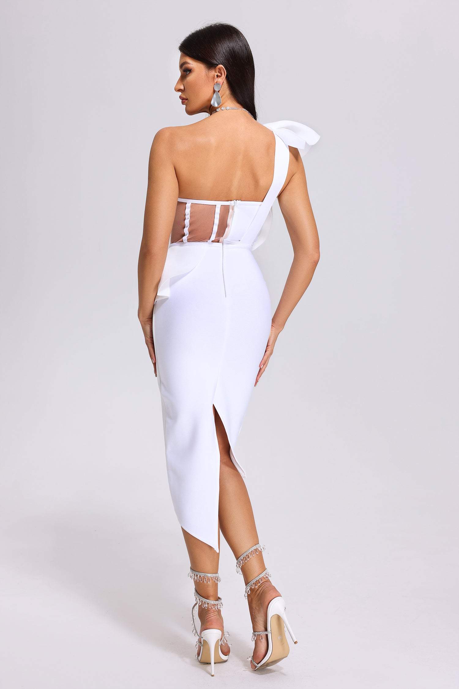 Spak One Shoulder Midi Dress - White