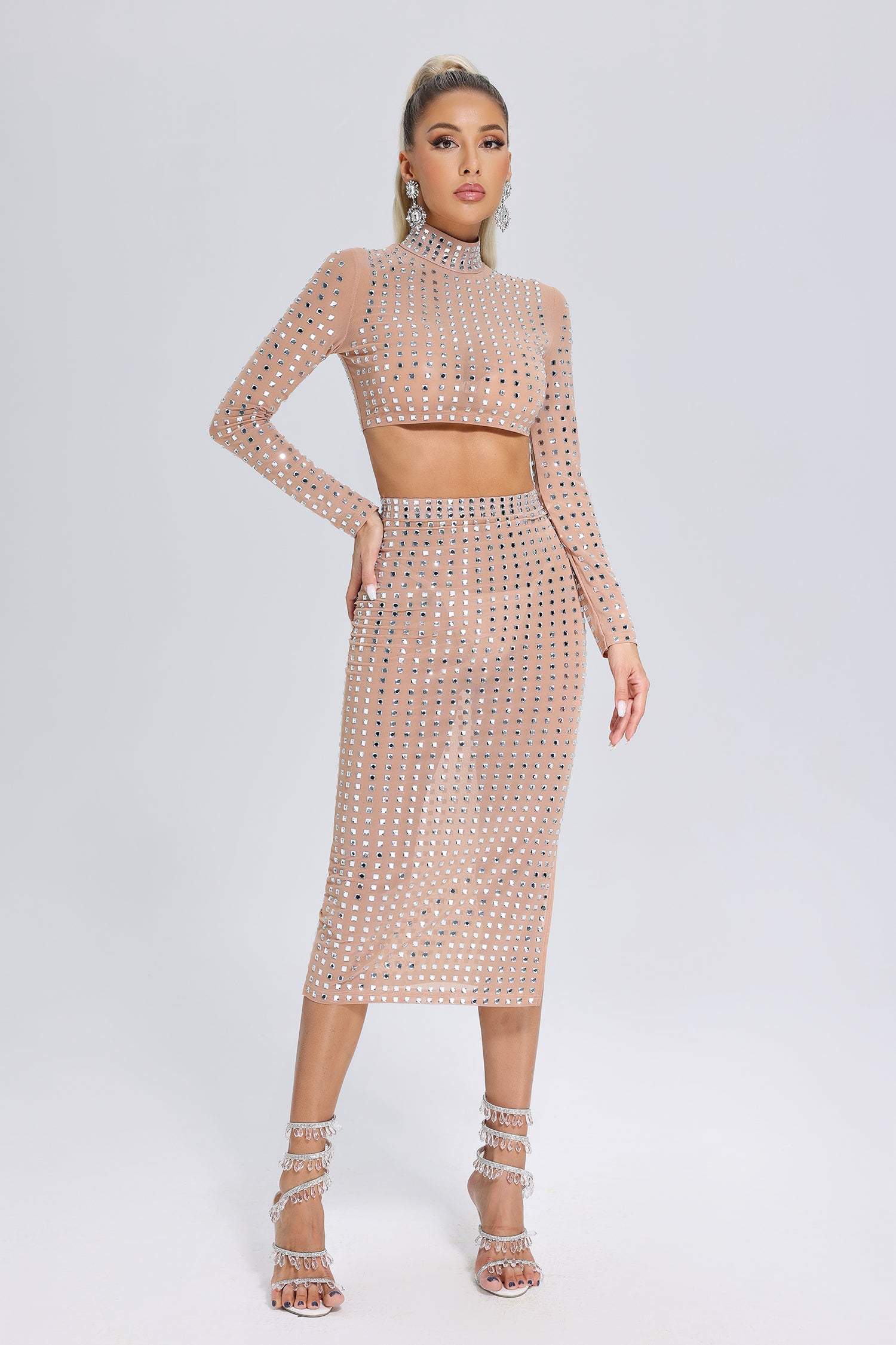Cosmo Pink Diamante Strappy Bodysuit - Plunge Top