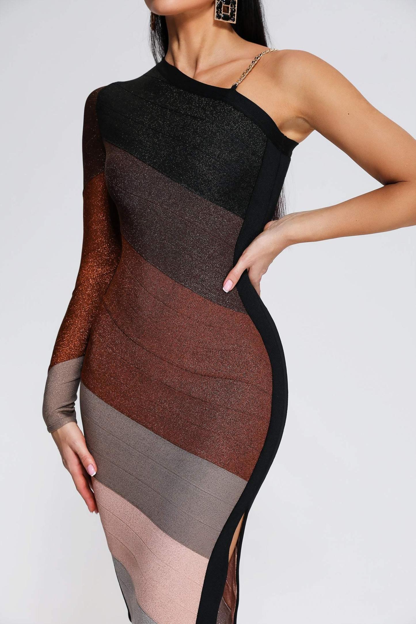 Novah One Shoulder Midi Bandage Dress - Bellabarnett