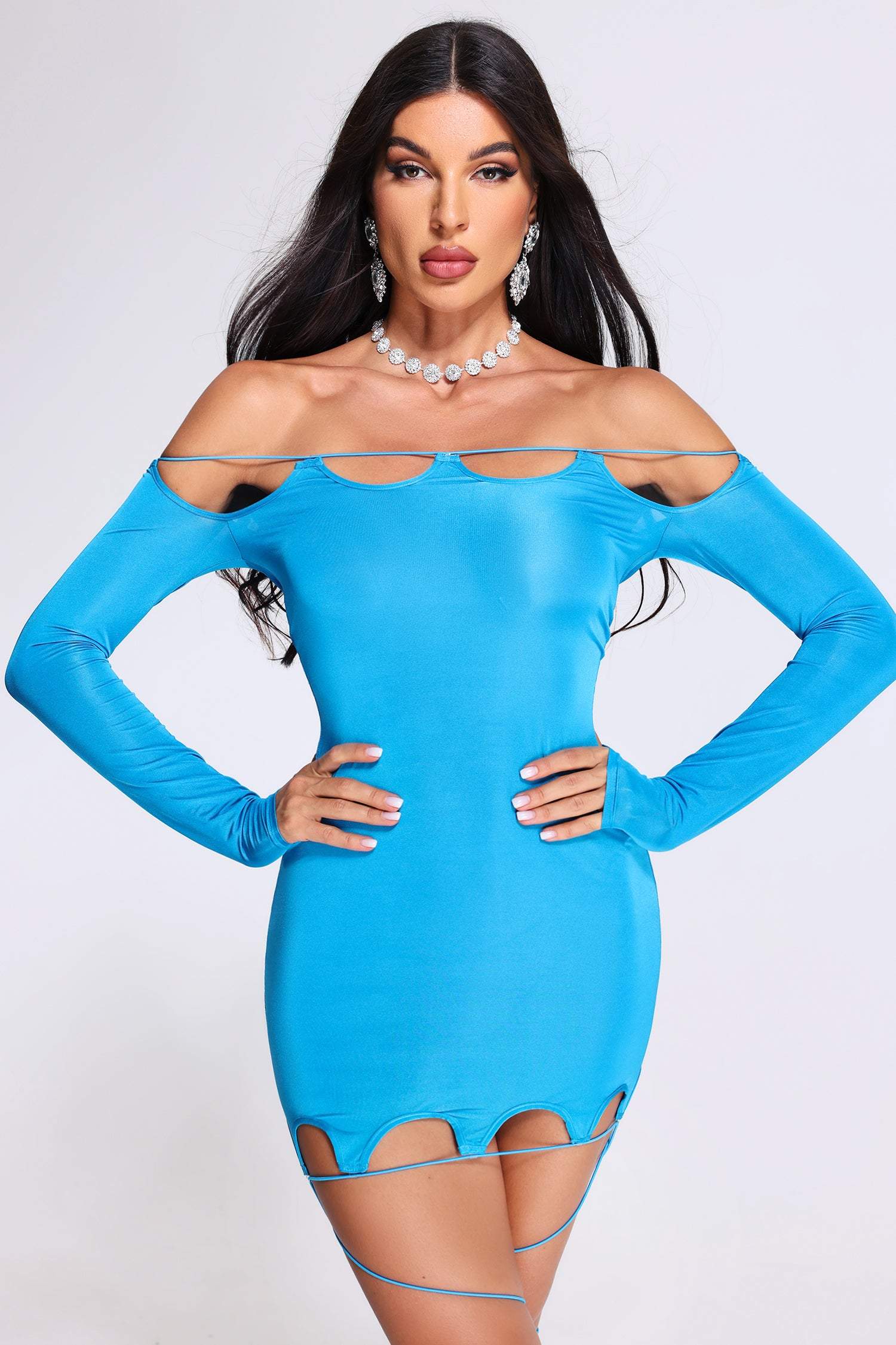 Kila Lace Off Shoulder Corset Dress - Blue