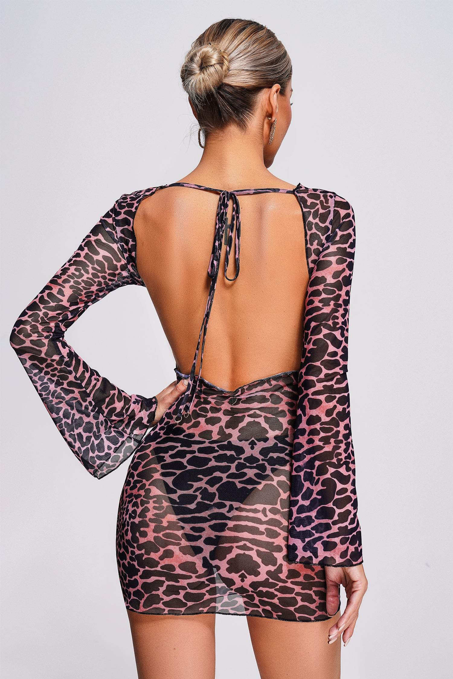 Xaler Leopard Backless Mini Dress