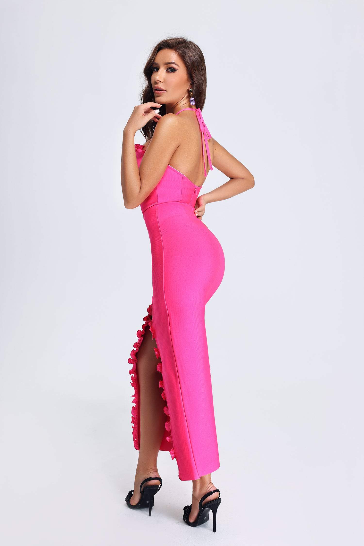 Lori Halter Midi Bandage Dress - Pink