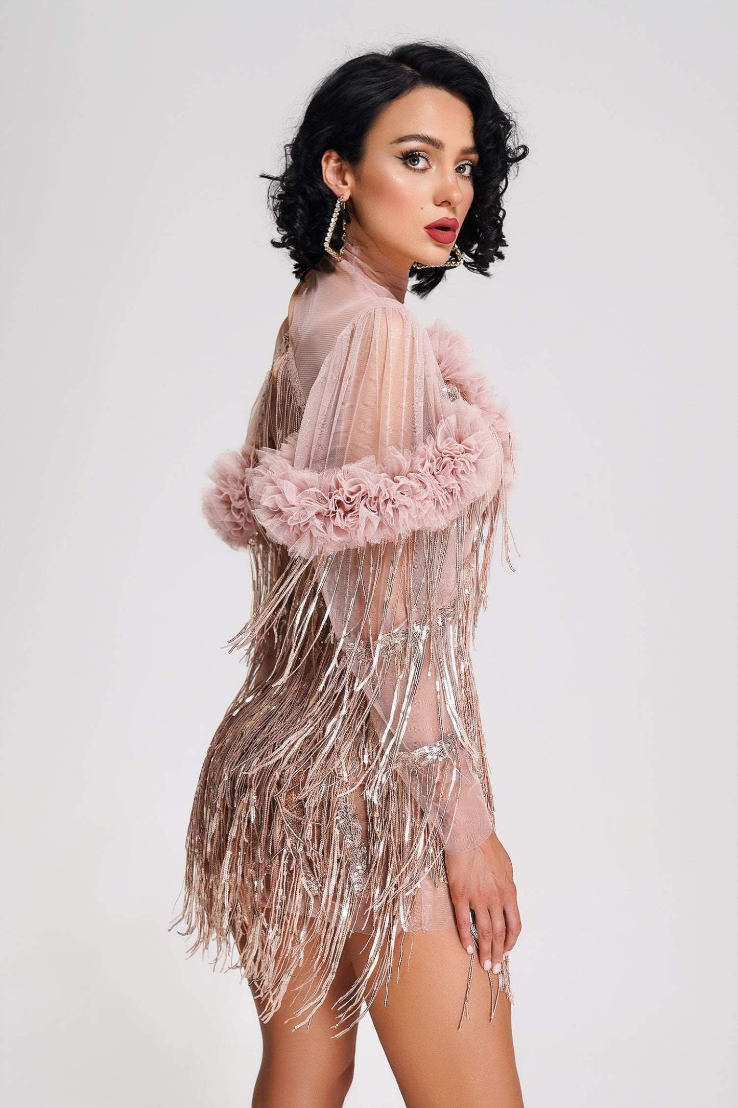 Rei Tassel Mesh Mini Dress - Pink