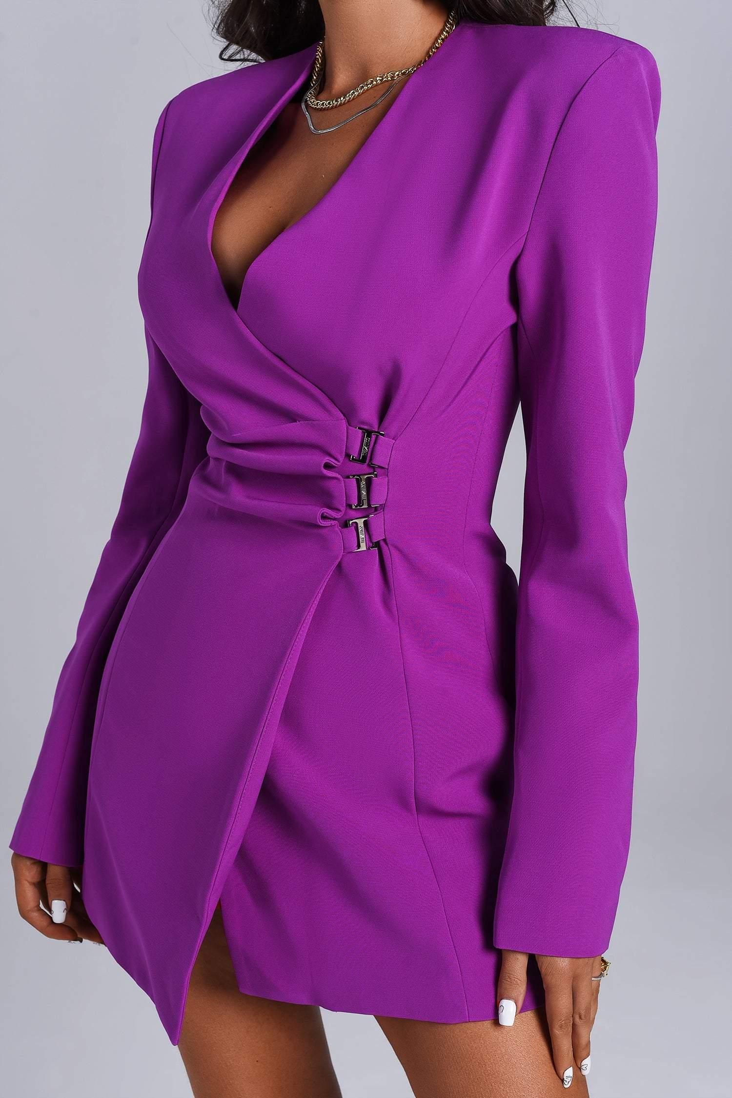Kinsley Purple Blazer Dress - Bellabarnett