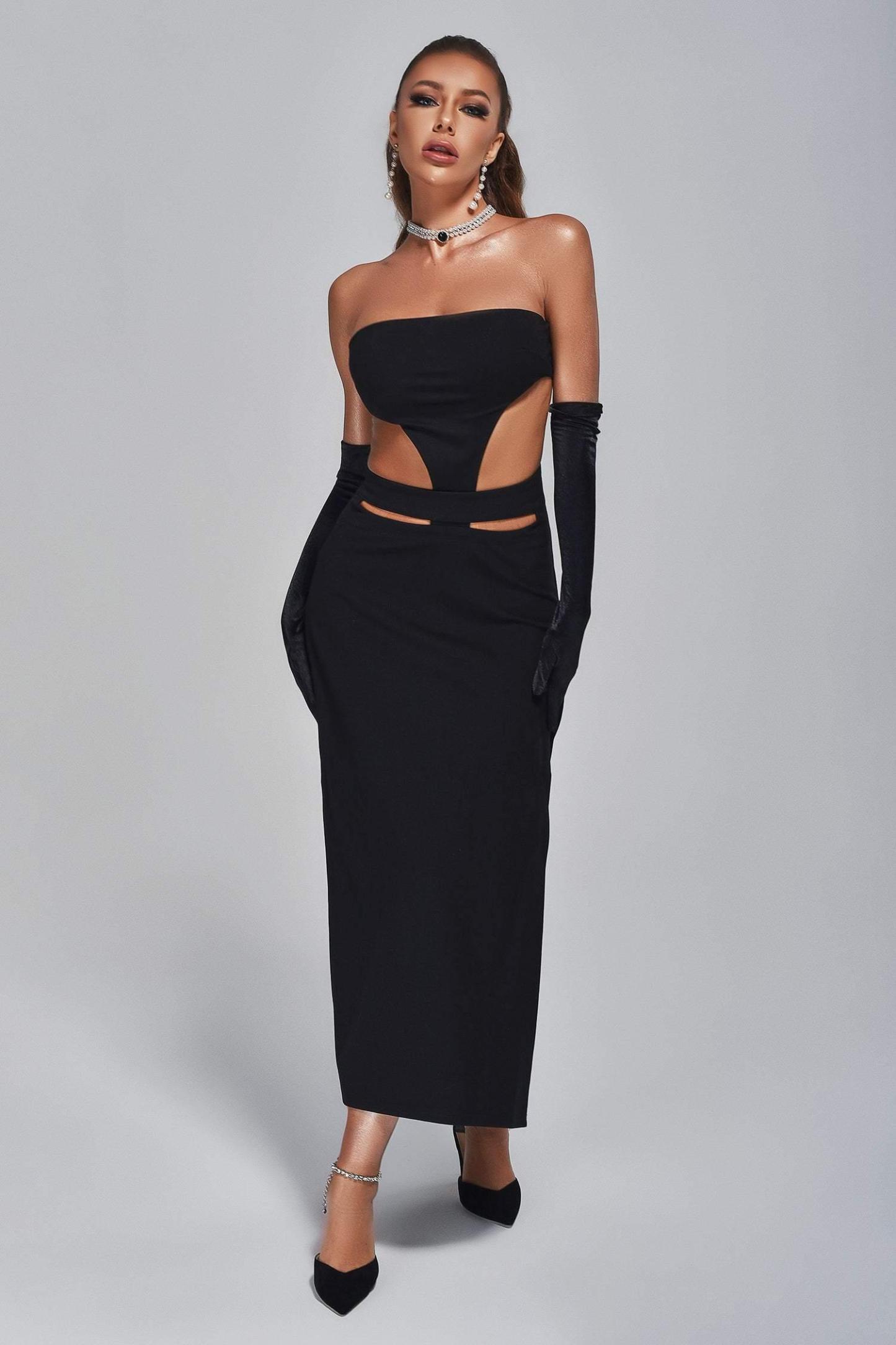 Amalea Cutout Slit Midi Dress - Bellabarnett
