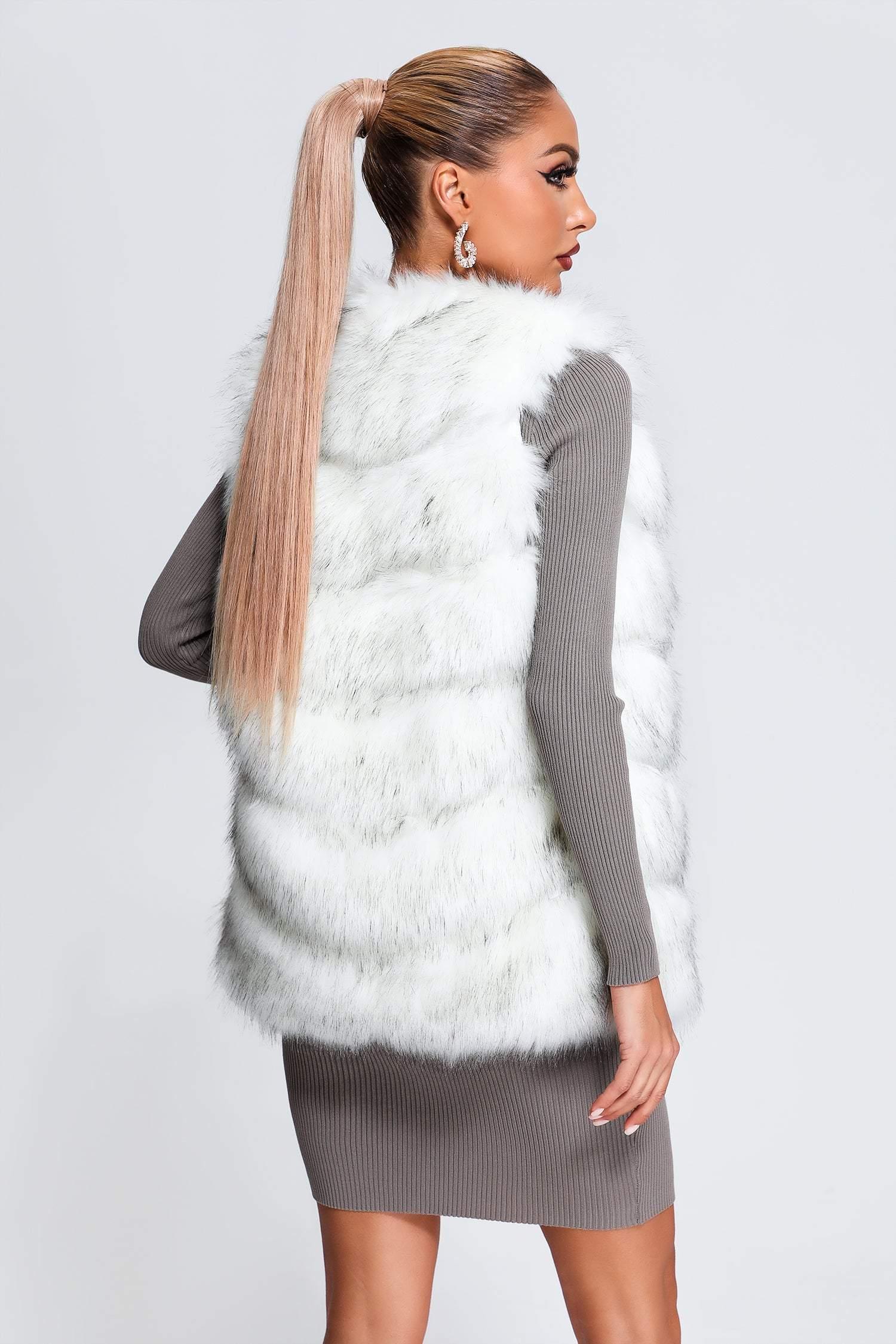 Soloma Artificial Fur Vest - White - Bellabarnett