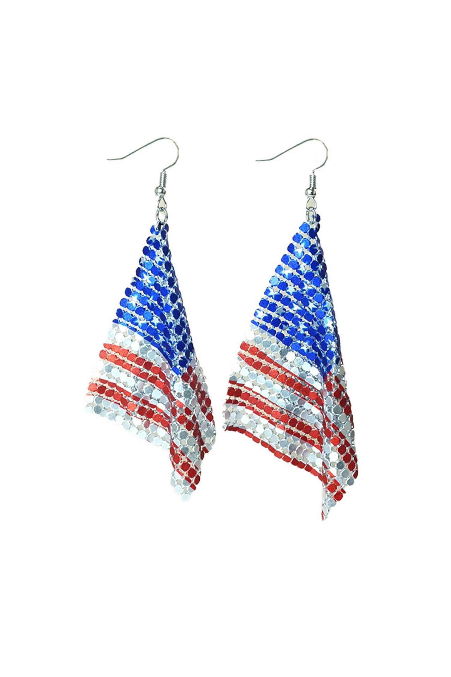 Burgundy American Flag Earrings - Bellabarnett