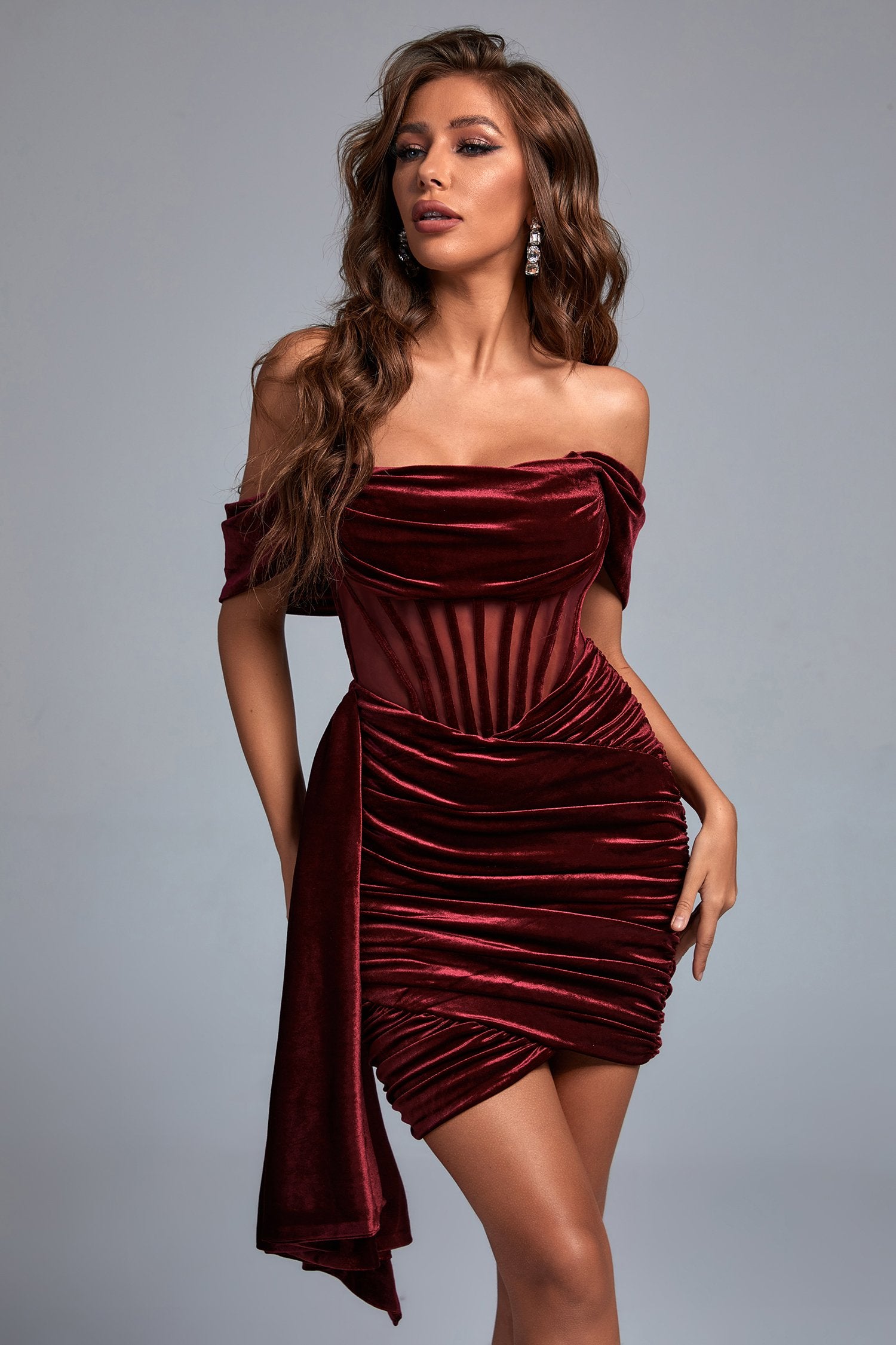 Elasa Velvet Corset Mini Dress - Bellabarnett