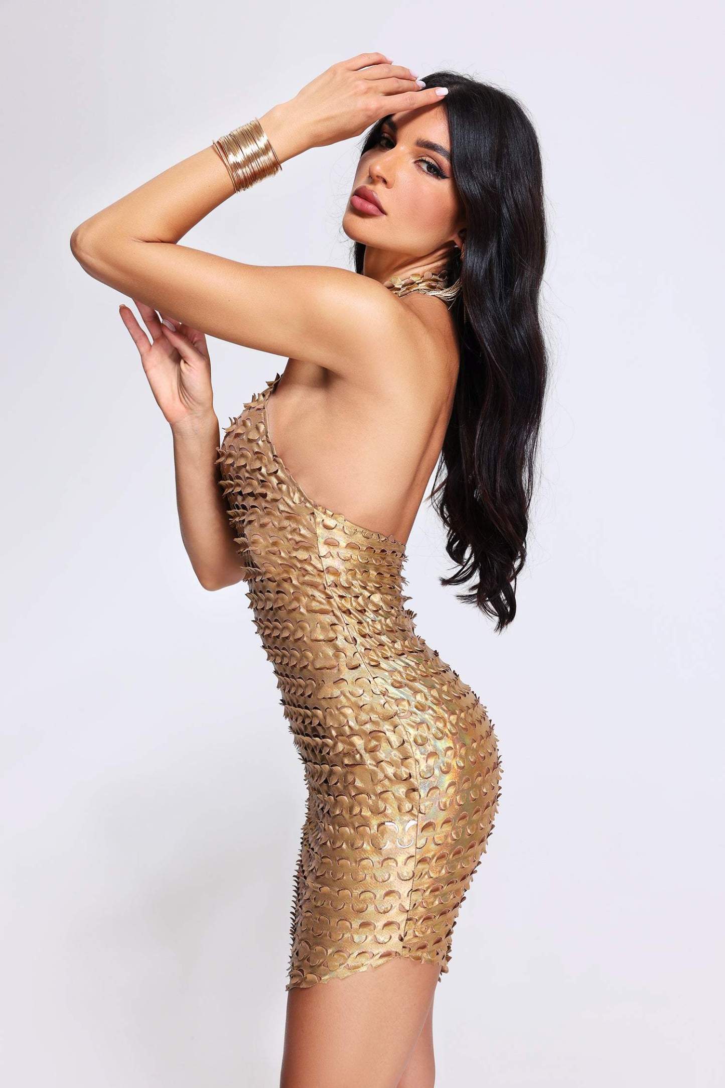 Taaliyah Halterneck Mini Dress - Golden