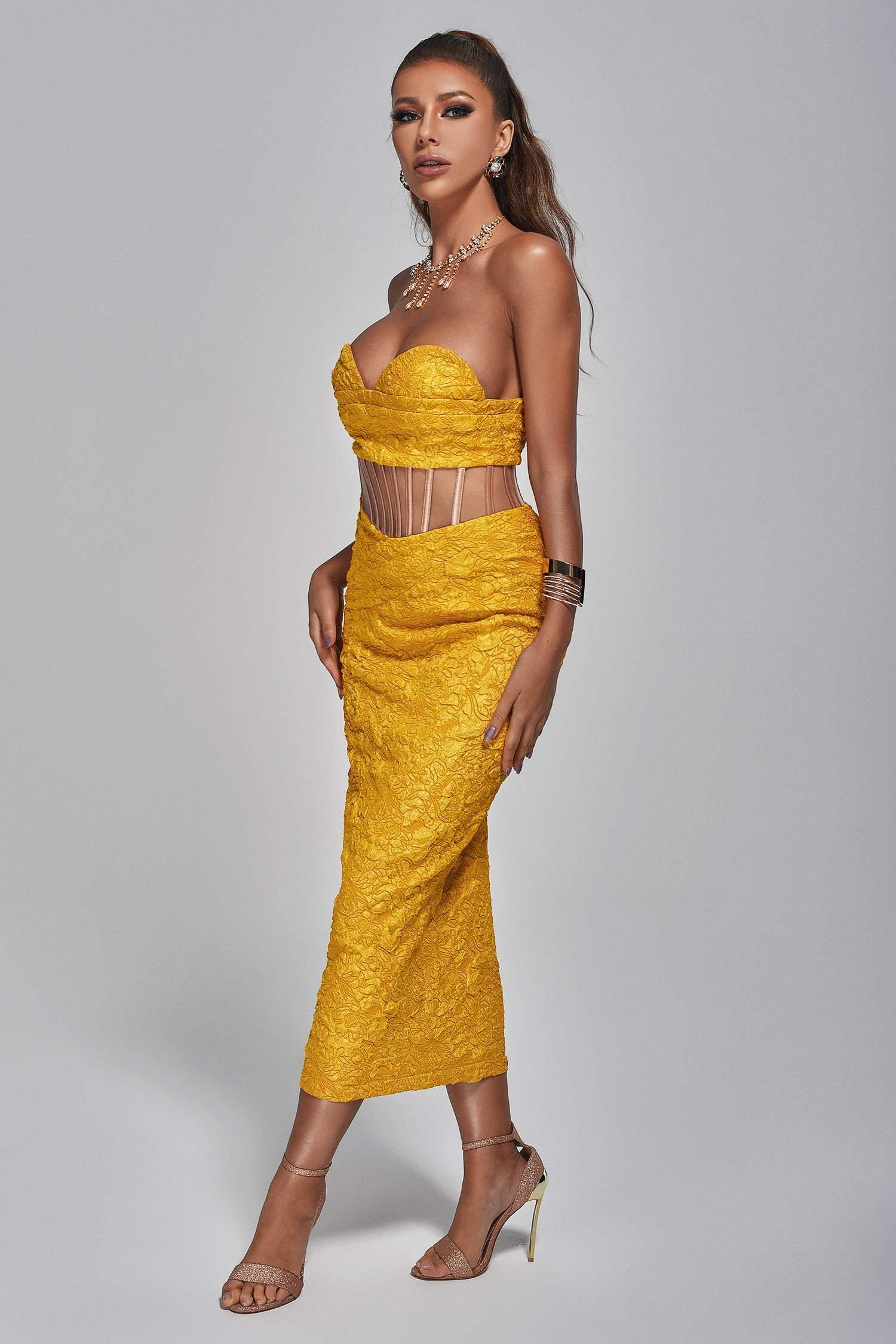 Angie Jacquard Midi Dress - Bellabarnett