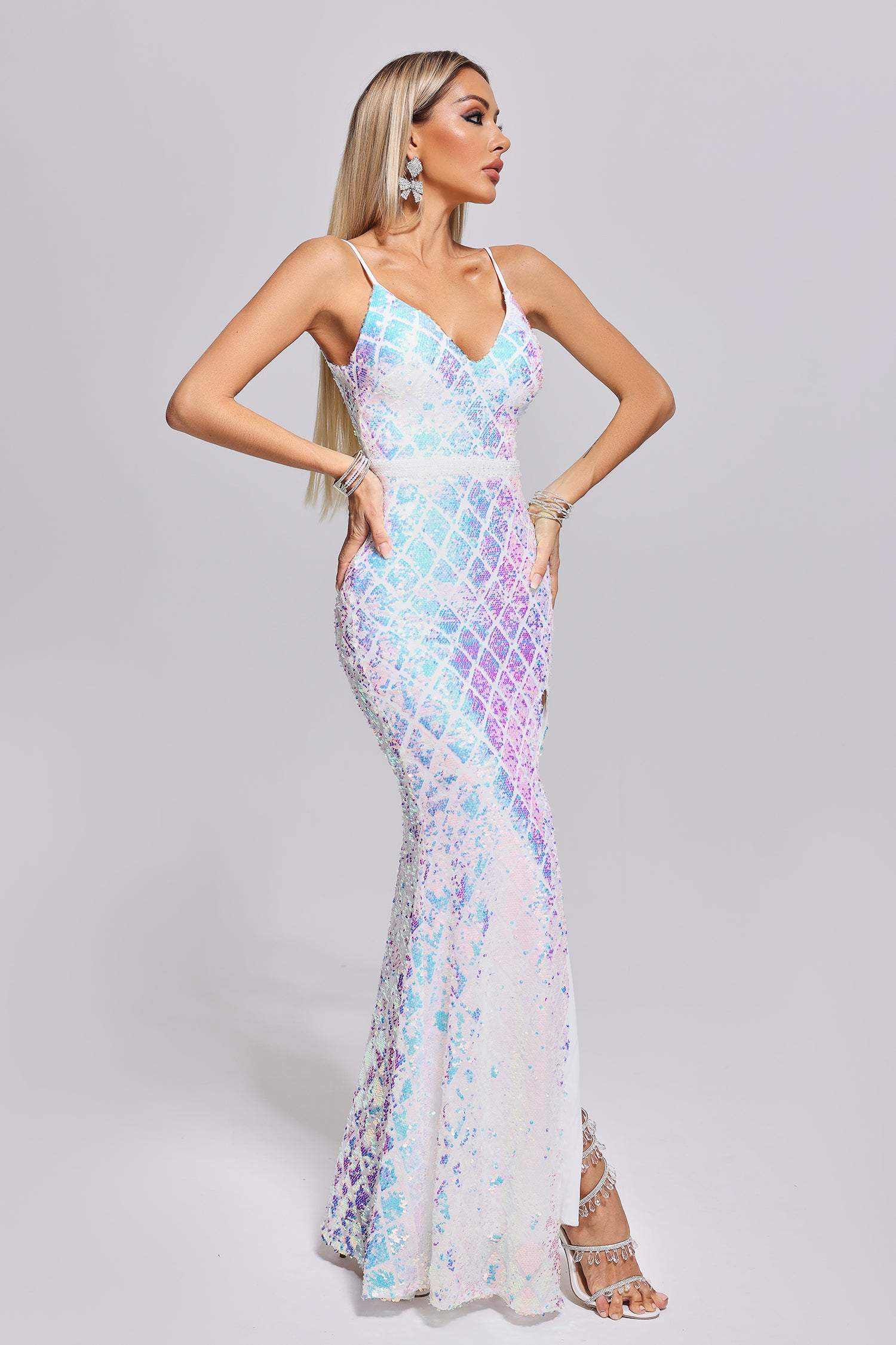 Kanah Slit Sequin Maxi Dress