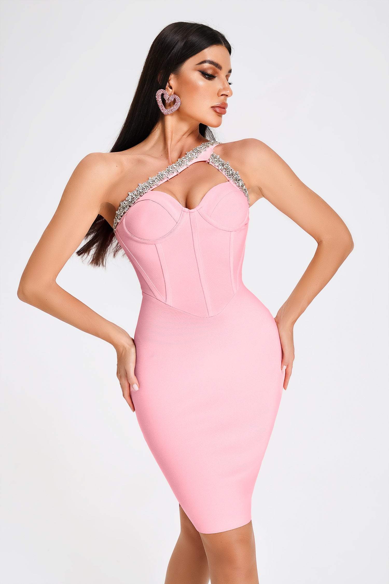 Hanny Crystal Cocktail Dress - Pink
