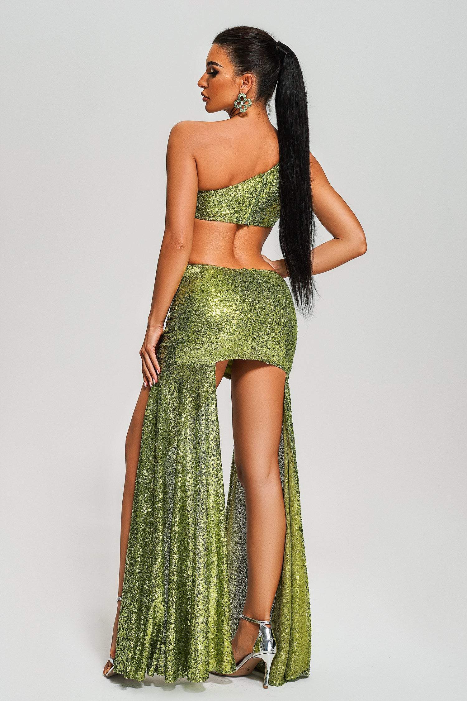 Raola One Shoulder Sequin Cutout Mini Dress