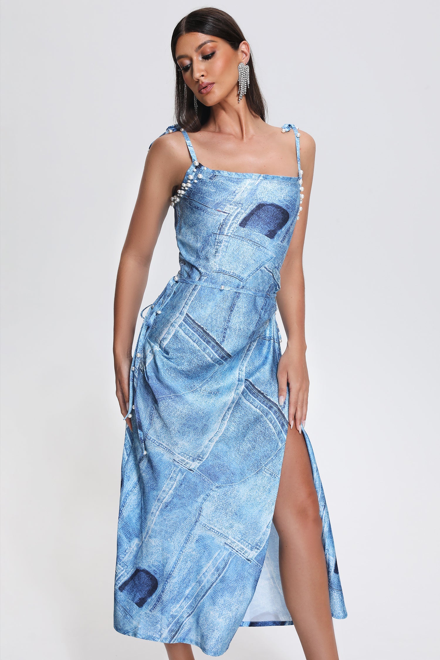 Jane Printed Pearl Midi Dress