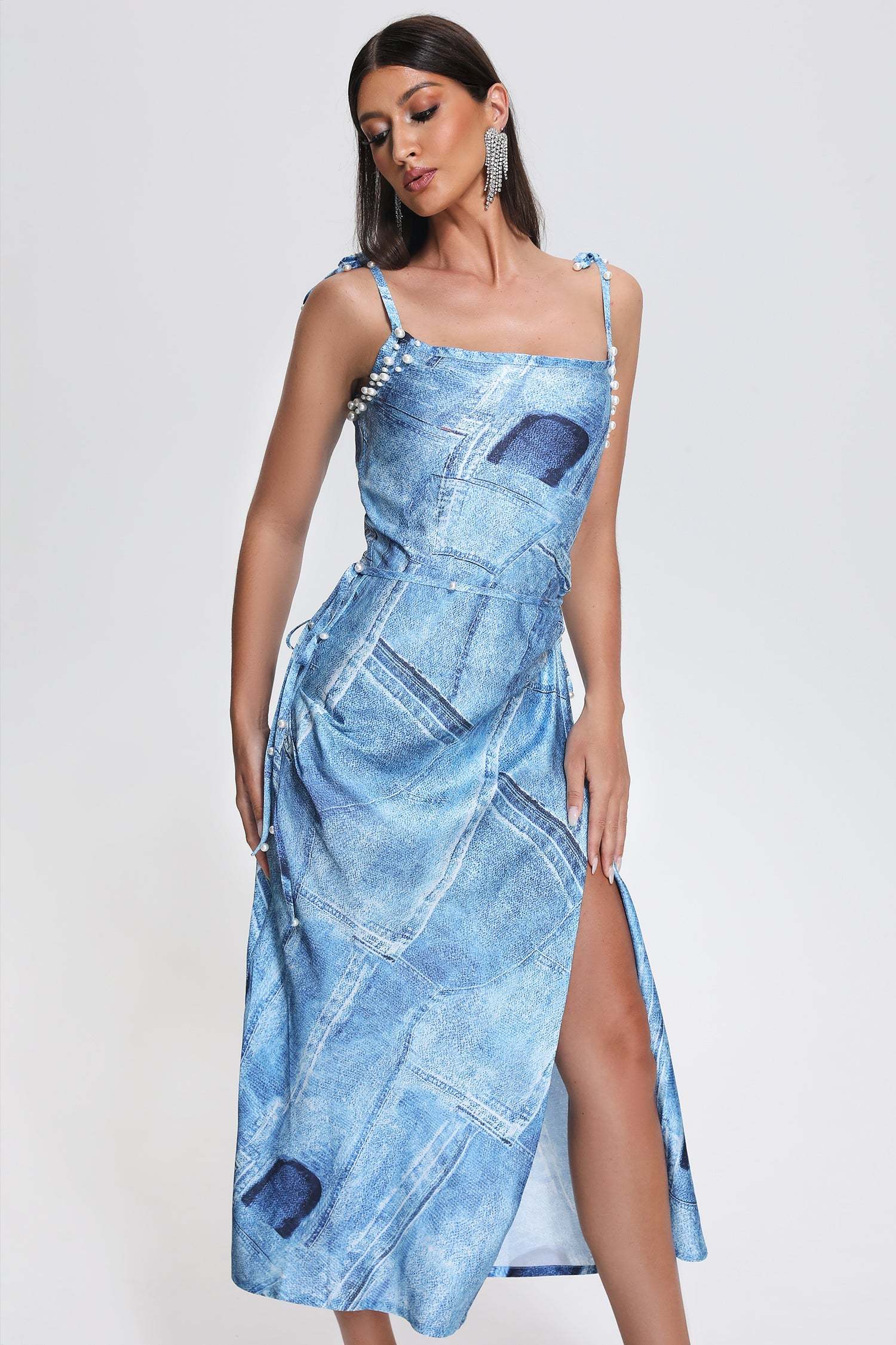 Jane Printed Pearl Midi Dress