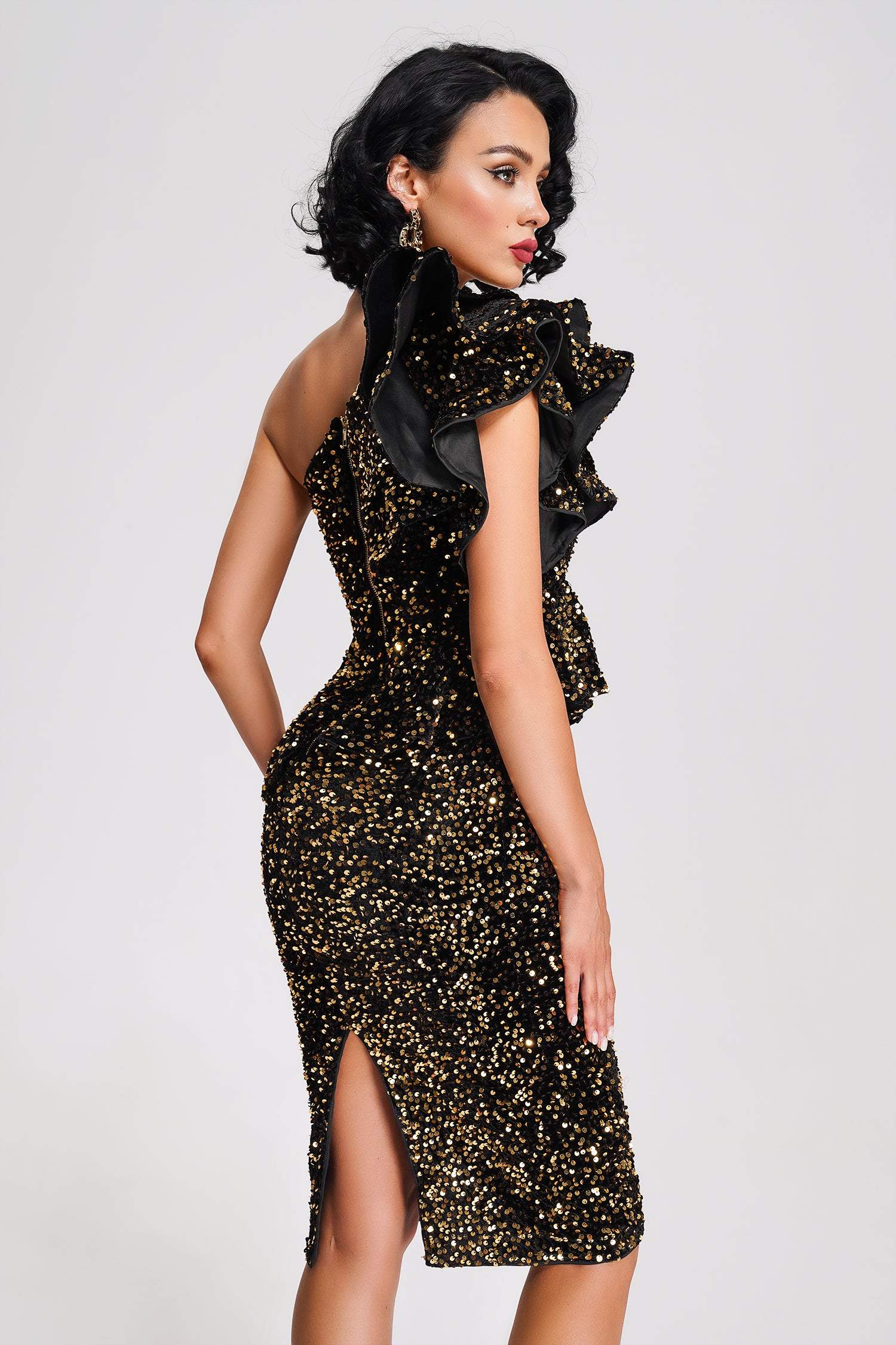 Georgiana One Shoulder Sequin Midi Dress