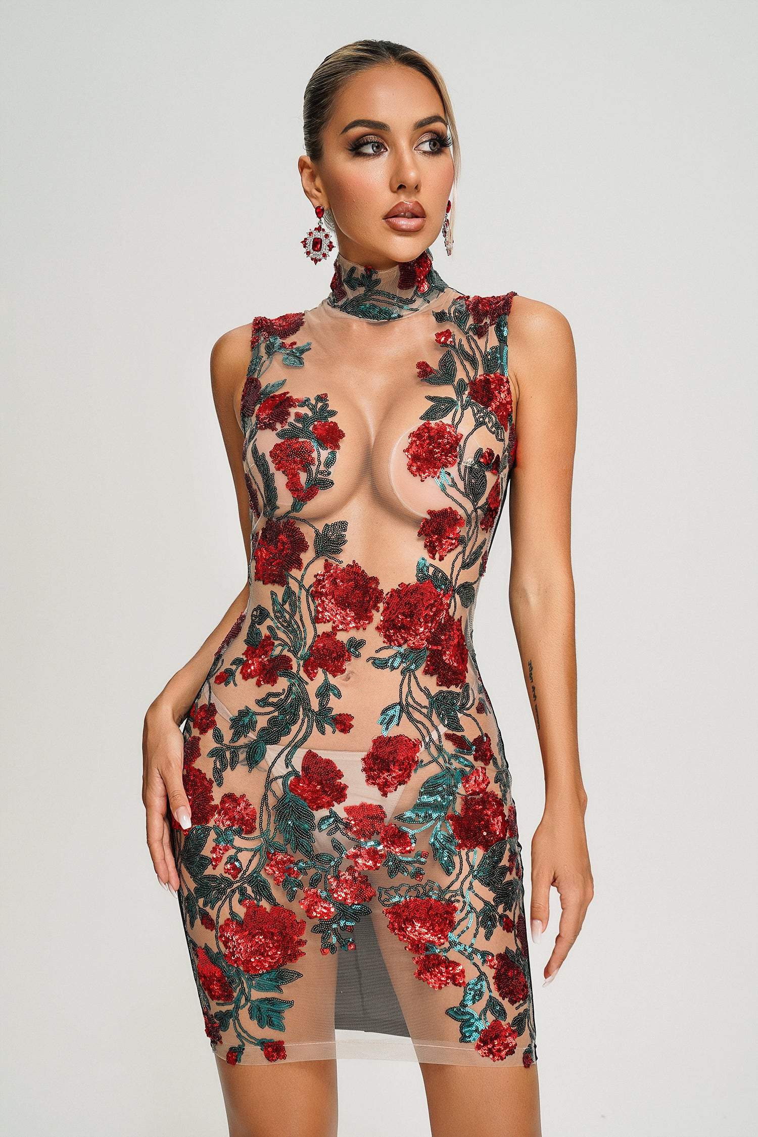 Noa Sequin Mesh Mini Dress